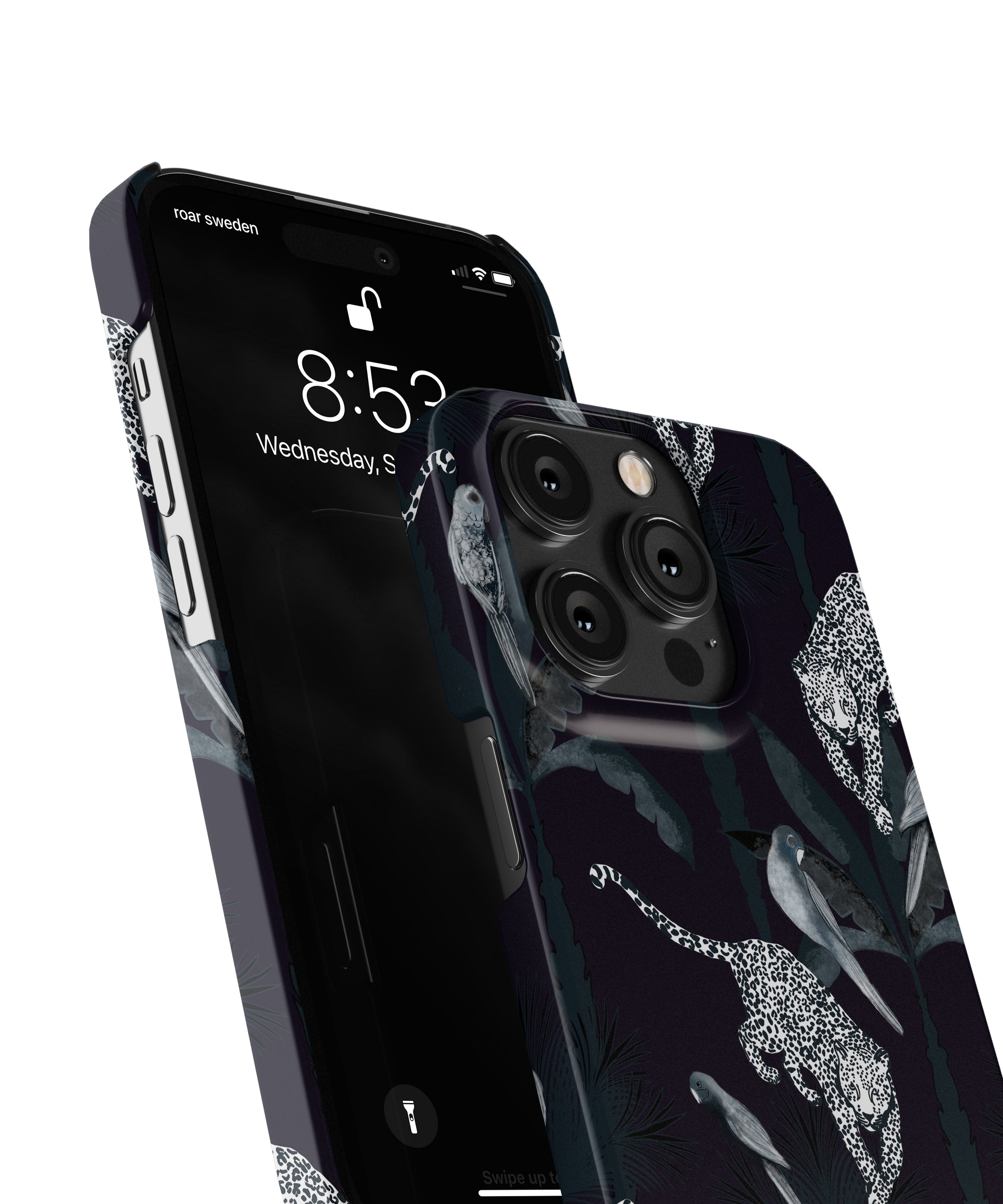 Ett svart Melas - Slim fodral med leopardtryck för smartphones från Printeers.
