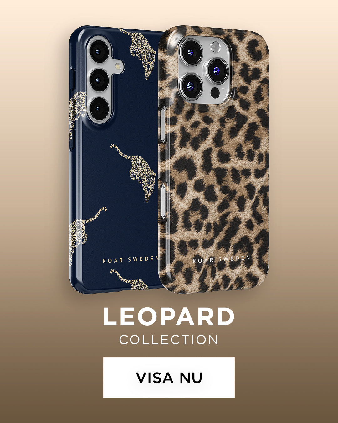 A display of leopard-themed smartphone cases from the uppercase leopard collection.