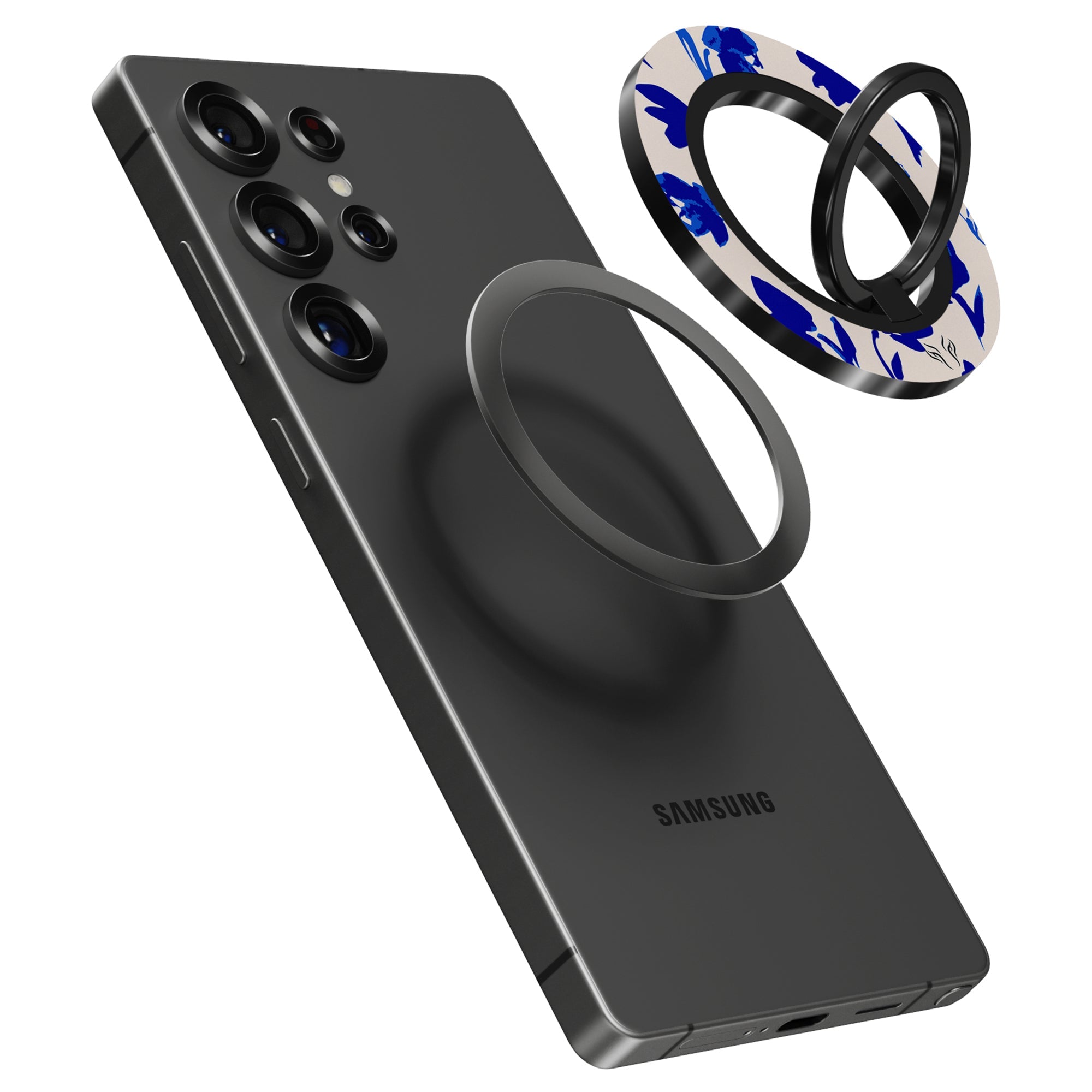 Blue Flowers - Magnetring – magnetring för mobil