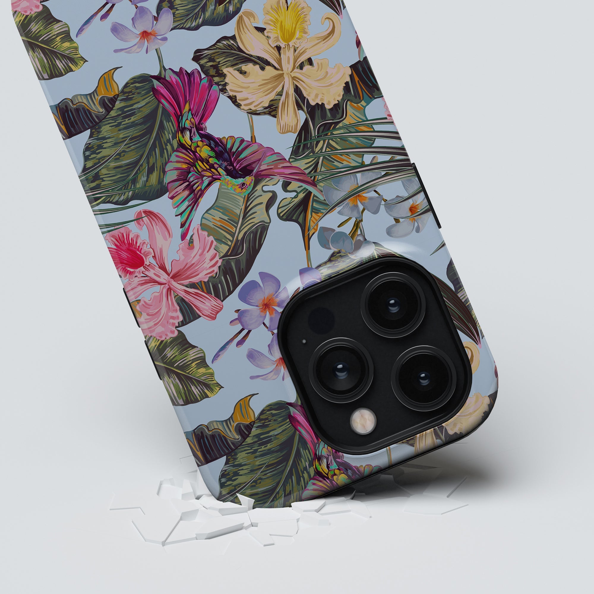 Hawaiianskt blommigt skal till iphone 11 pro, med Colibri - Tufft fodral med elegans och hållbarhet. Detta fall ger högk.