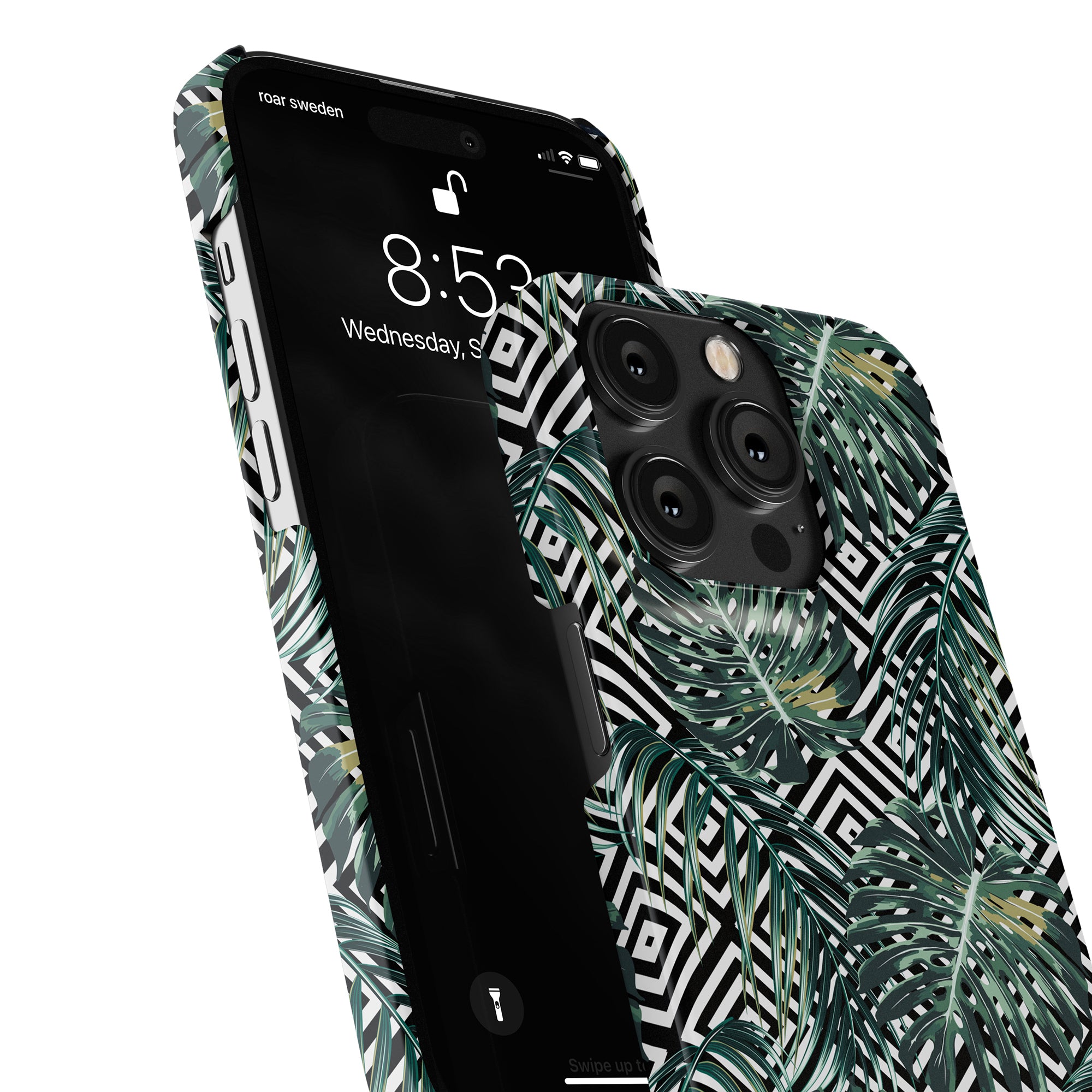 Ett Printeers telefonfodral med ett tropiskt mönster av Geometric Jungle - Slim fodral skönhet.