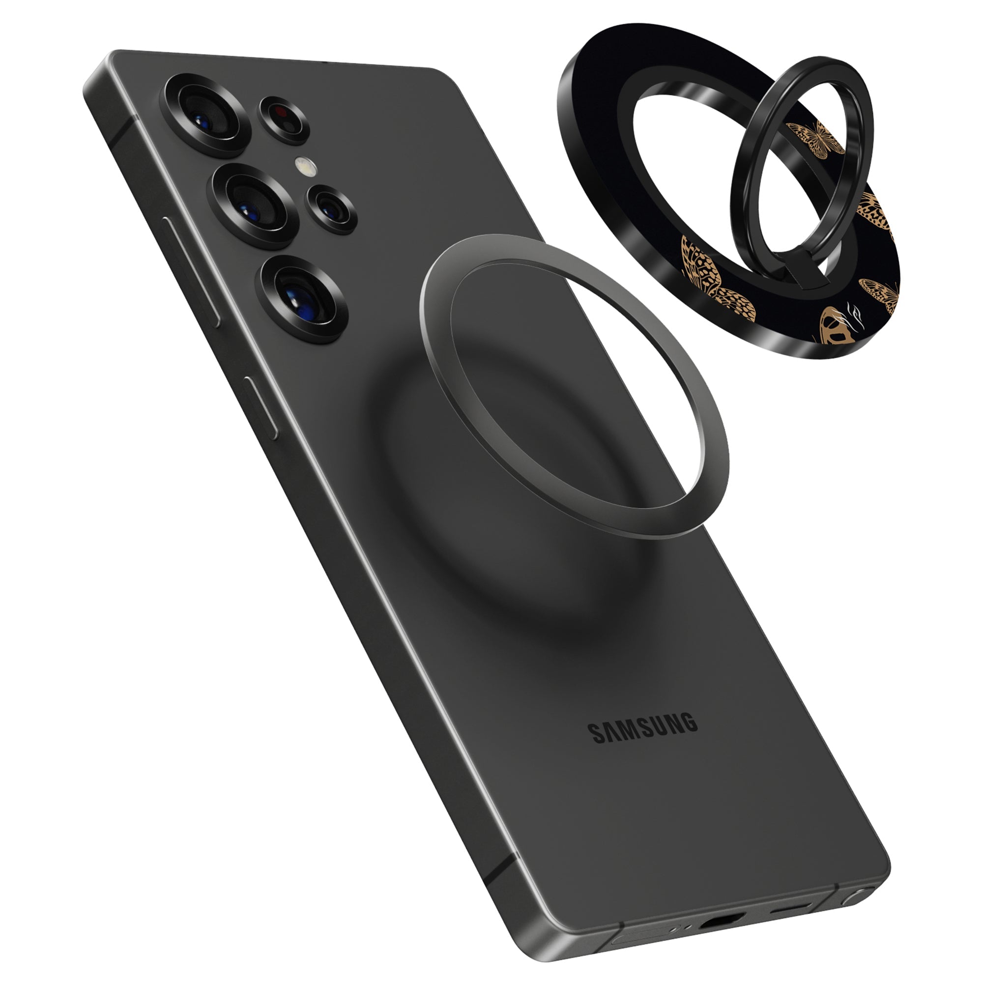 Golden Butterflies - Magnetring – magnetring för mobil