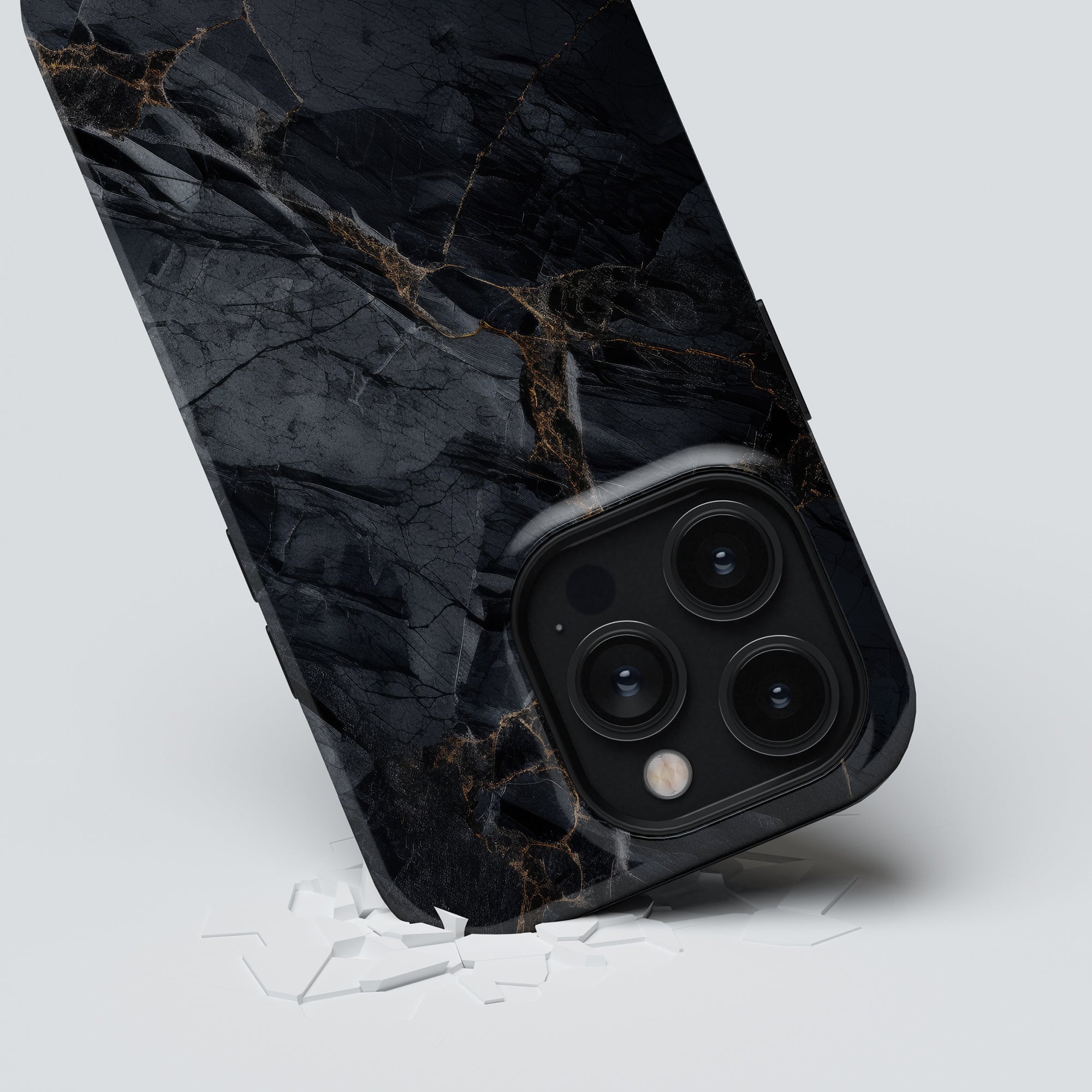 Ett elegant svart granit - Tufft fodral designat speciellt för iPhone 11 Pro.