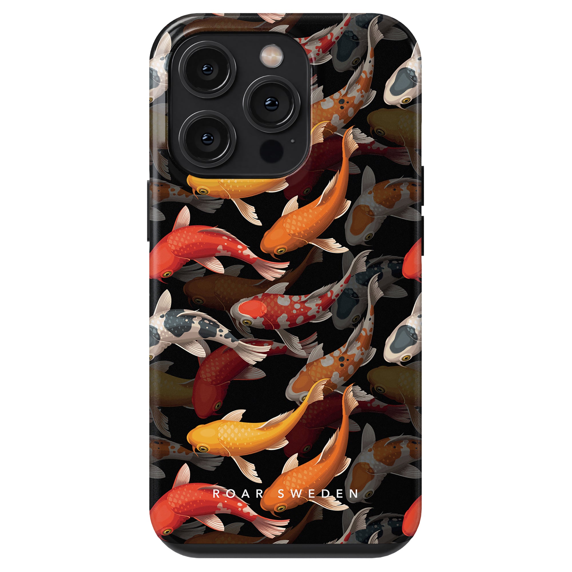 The Koi Pond - Tough Case is a smartphone mobilskal that features an illustration of colorful koi fish swimming in a serene Koi Pond, with "ROAR SWEDEN" text at the bottom. This stylish skydd seamlessly blends art and functionality, ensuring your device stands out while staying protected.