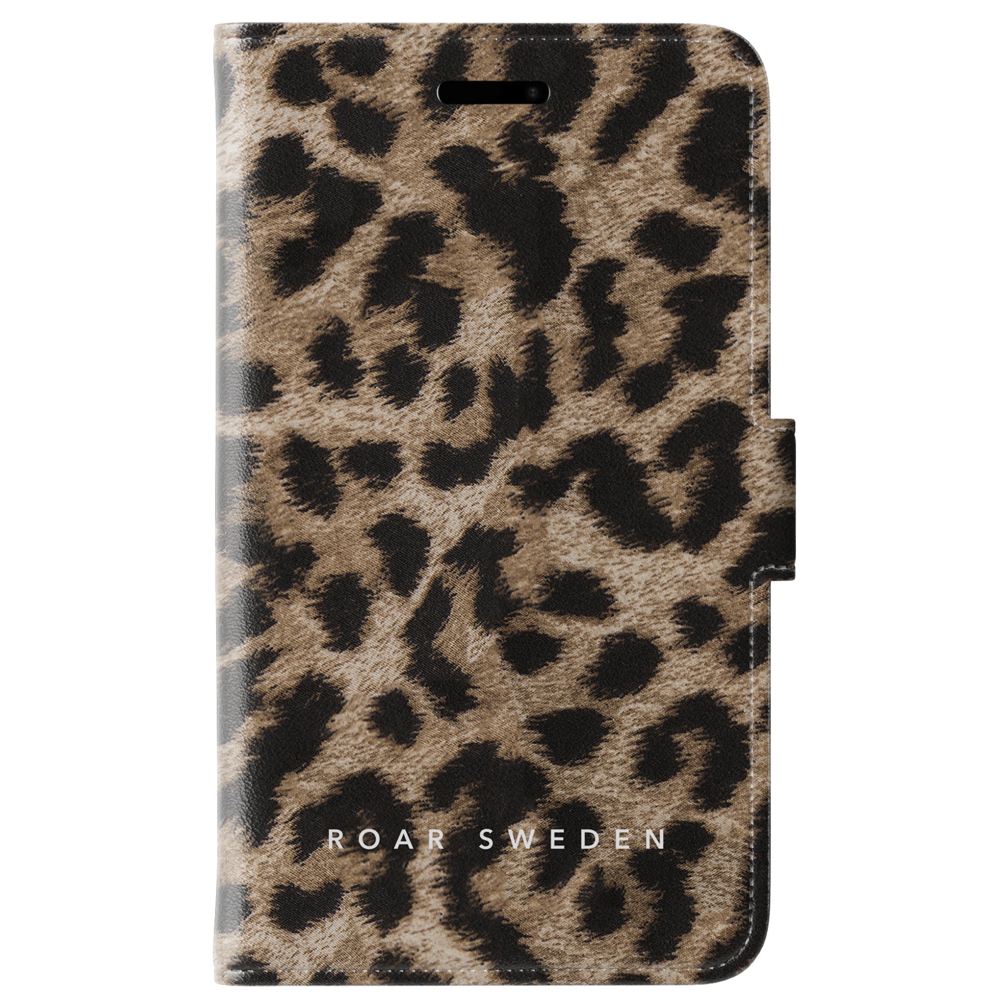 Vi presenterar Leopard - Plånboksfodral, som visar upp ett elegant leopardmönster och det eleganta "ROAR SWEDEN" som visas längst ner. Komplett med magnetisk stängning, kombinerar detta telefonfodral perfekt stil och funktionalitet.