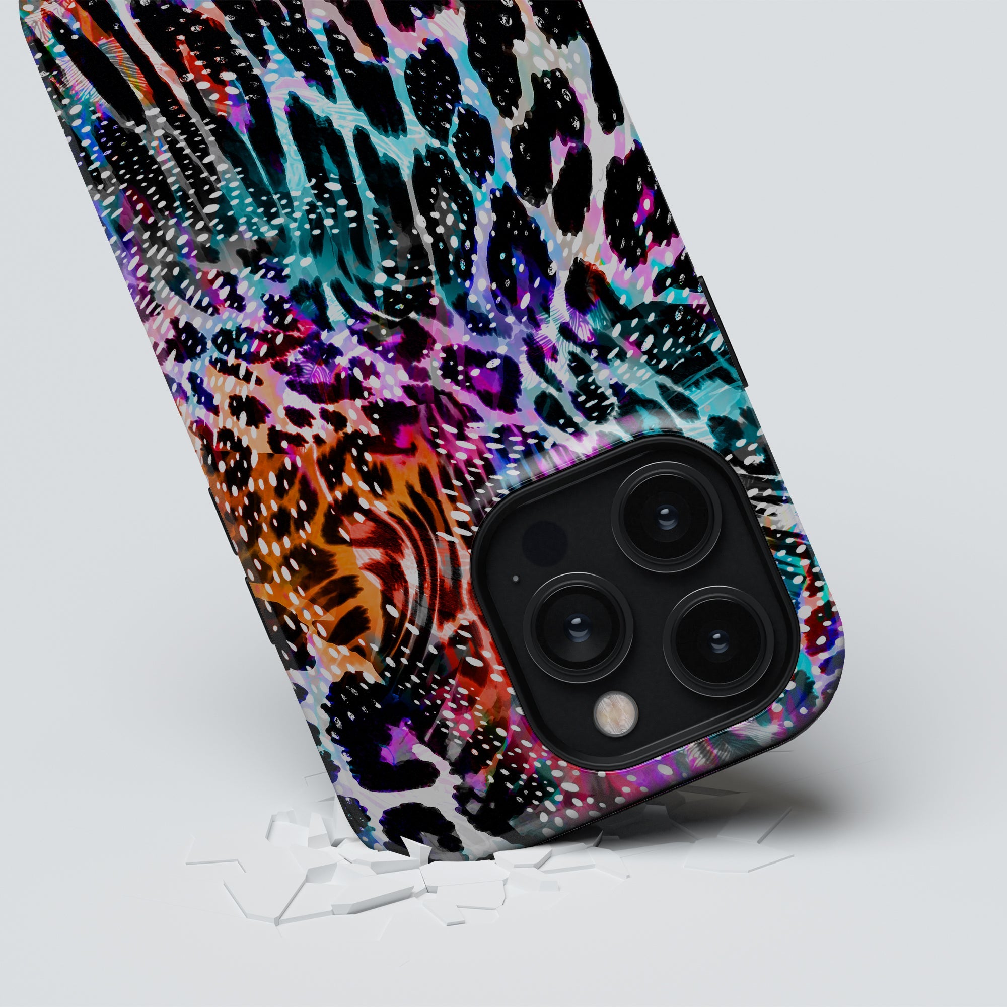 Ett färgstarkt Leopard Burst - Tufft fodral för iPhone 11.