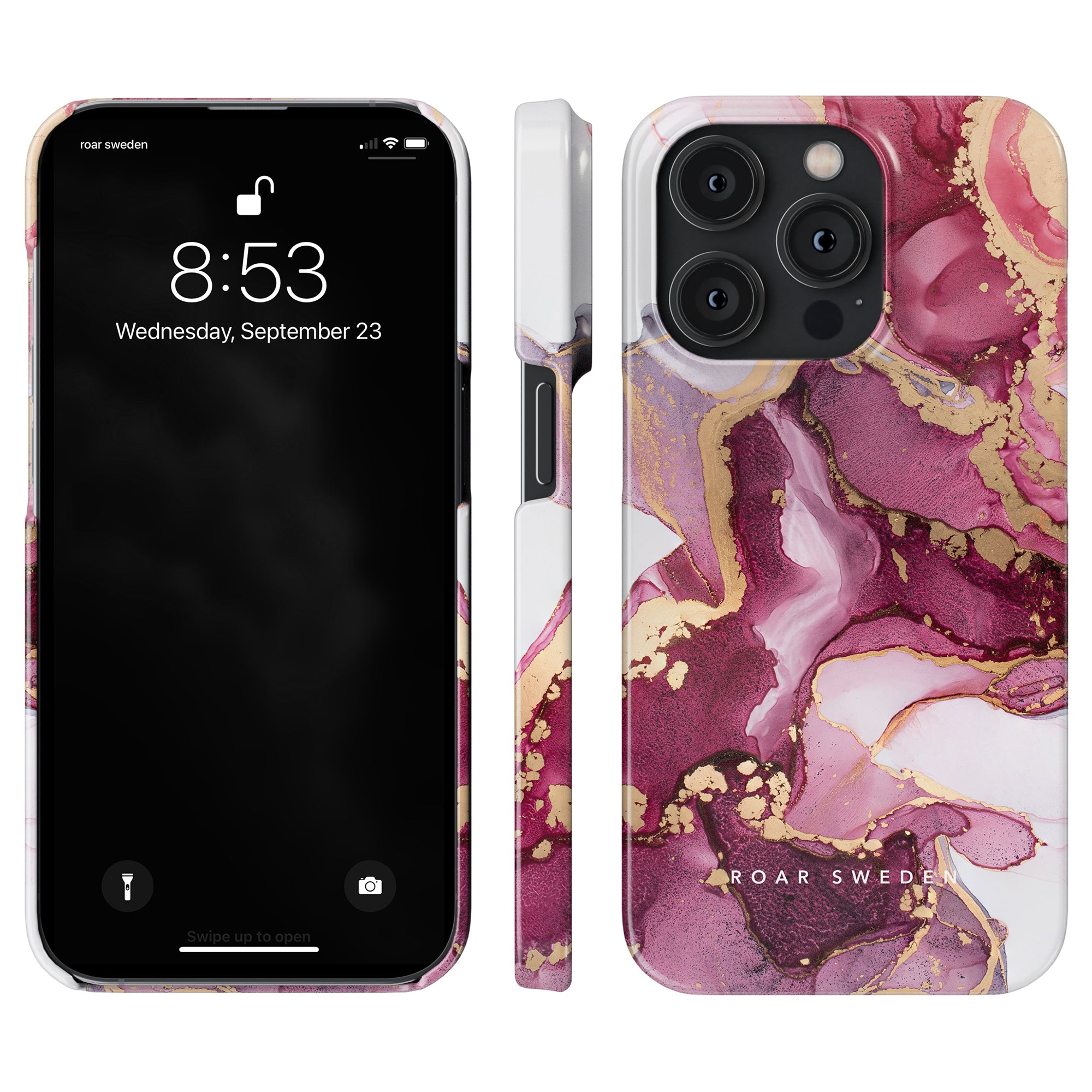 Ett smalt och snyggt rosa och guldmarmor Levante - Tunt fodral för iPhone 11 Pro.