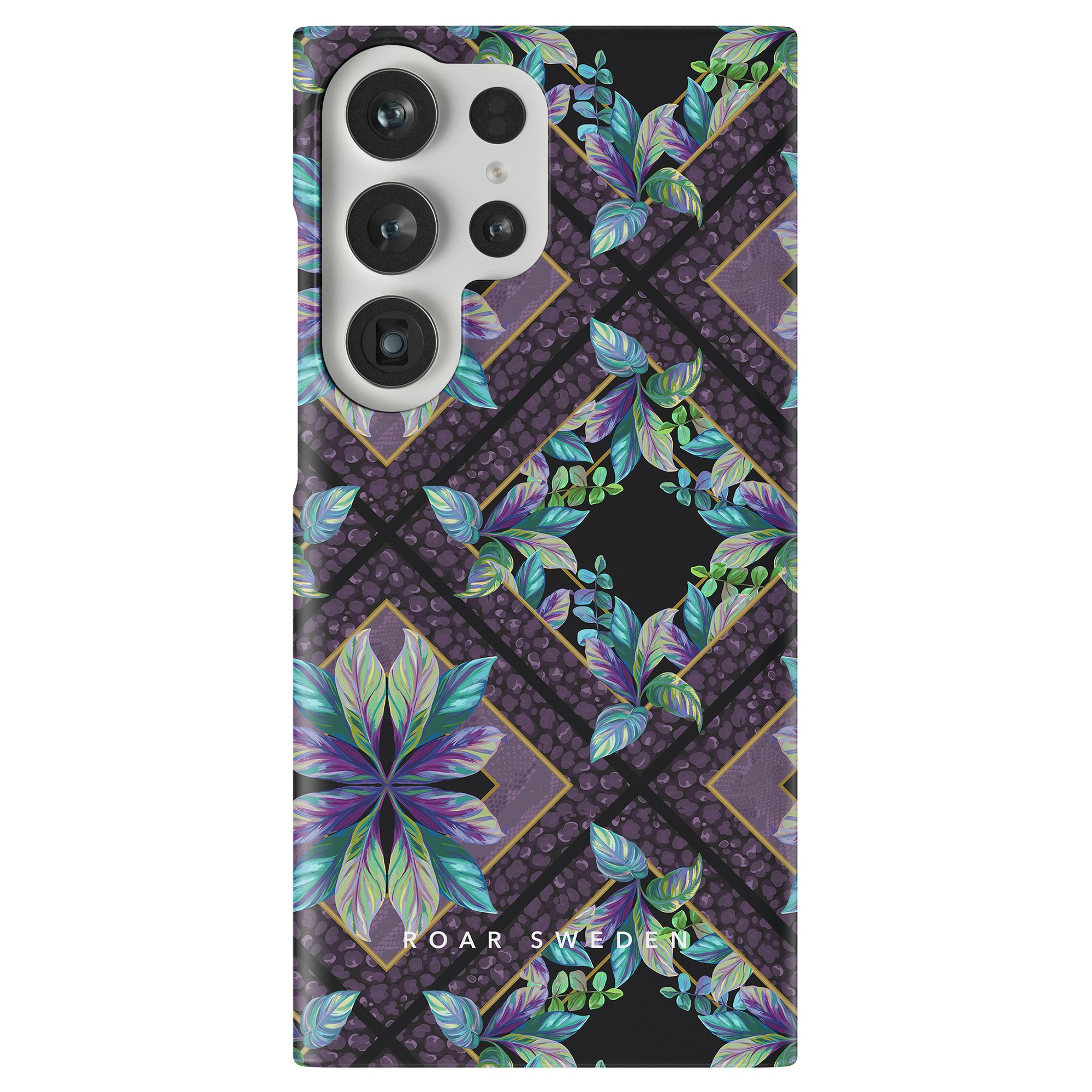 A Lush - Slim case with a purple and blue floral pattern, perfect for any mobile phone.