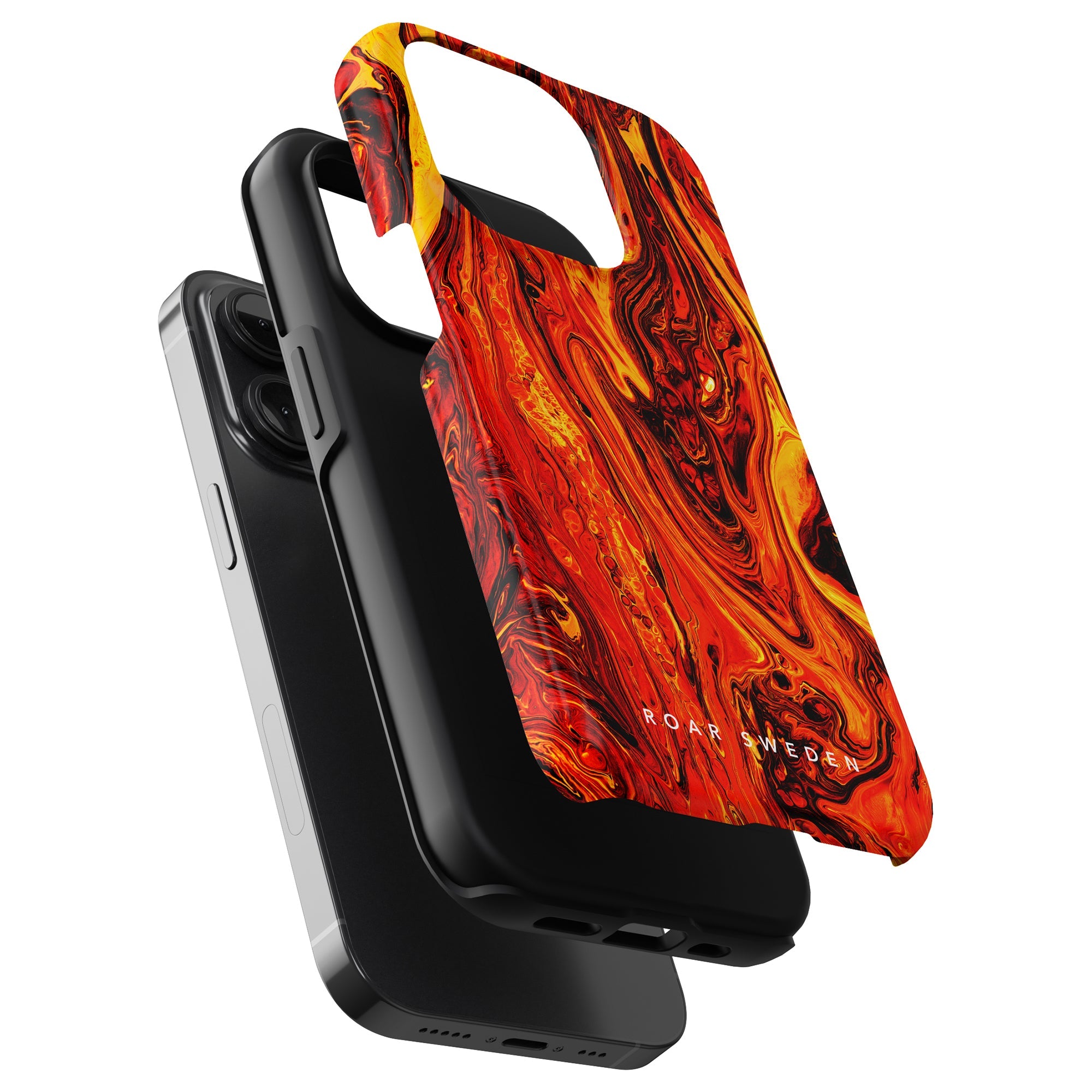 Vi presenterar Maderas - Tough Case, ett livfullt rött och orange smartphonefodral designat för iPhone 11 Pro.