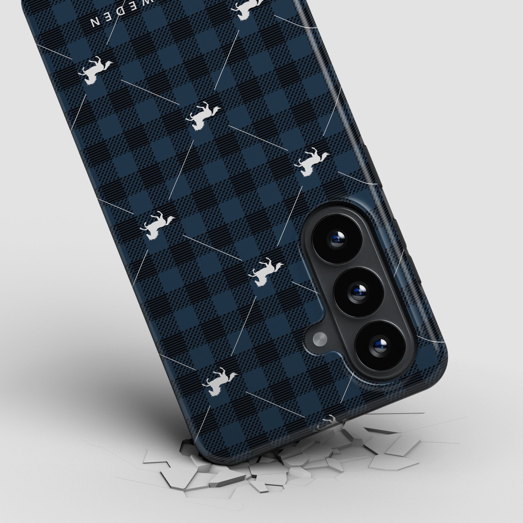 Tough mobilskal – Plaid Horse Blue