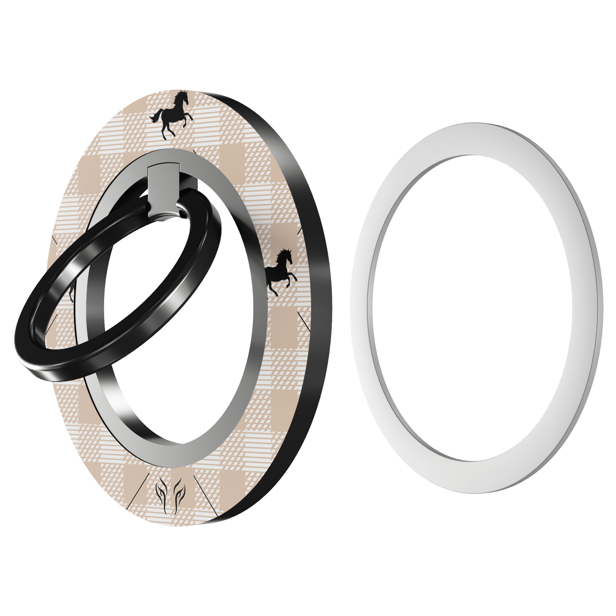 Plaid Horse Beige - Magnetring – magnetring för mobil