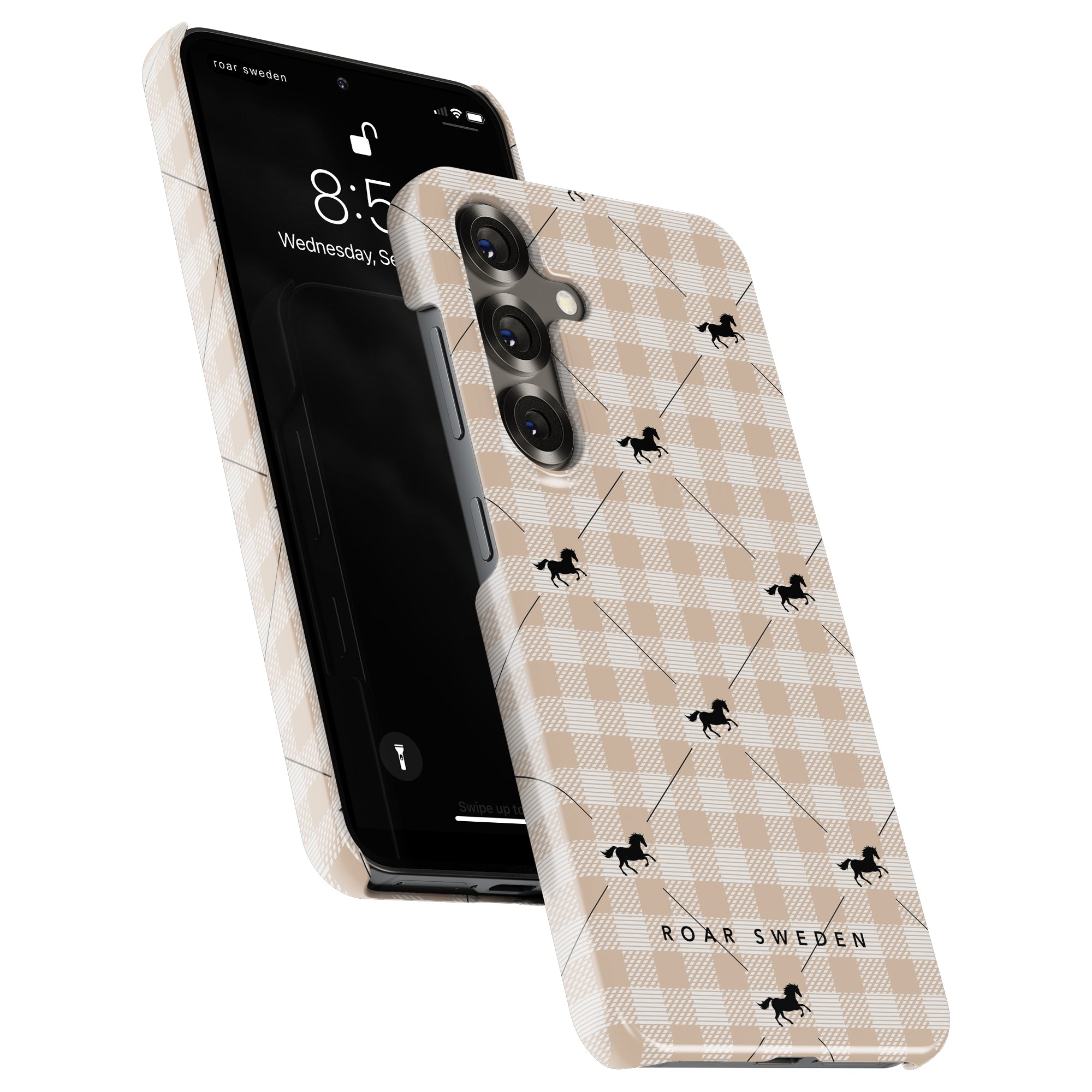 Plaid Horse Slim mobilskal – Plaid Horse Beige