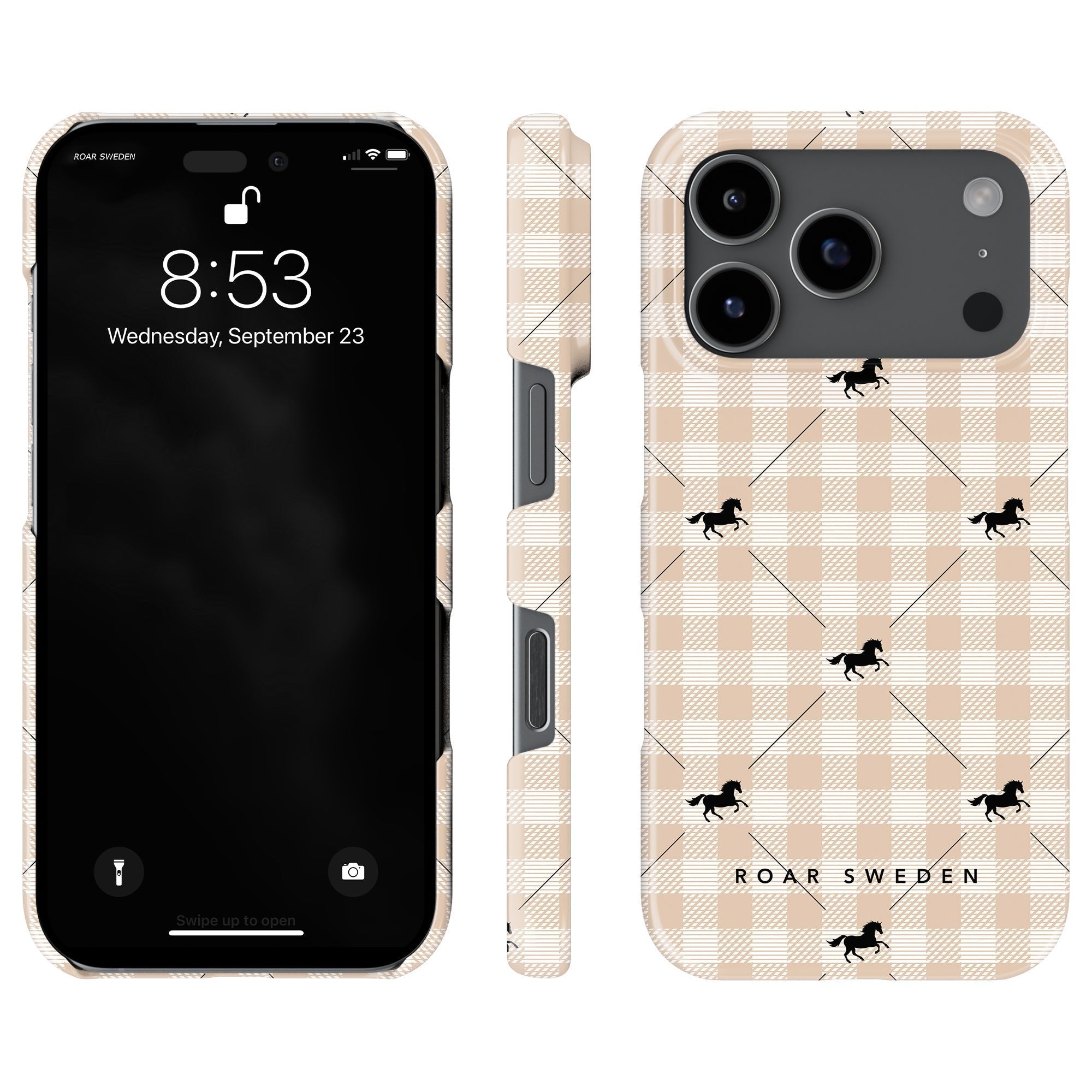 Plaid Horse Slim mobilskal – Plaid Horse Beige