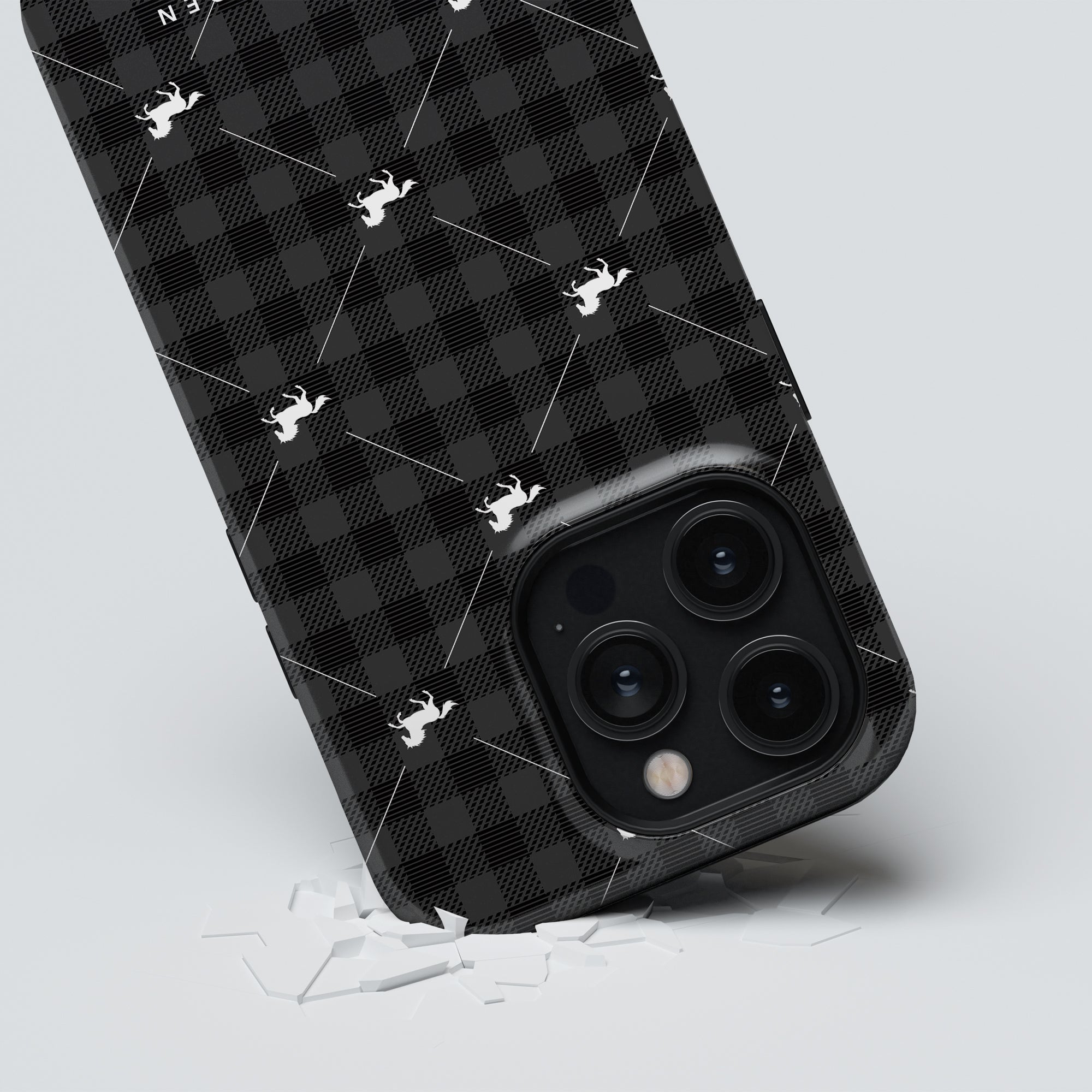 Plaid Horse Black - Magsafe Tough Case - Roar Sweden