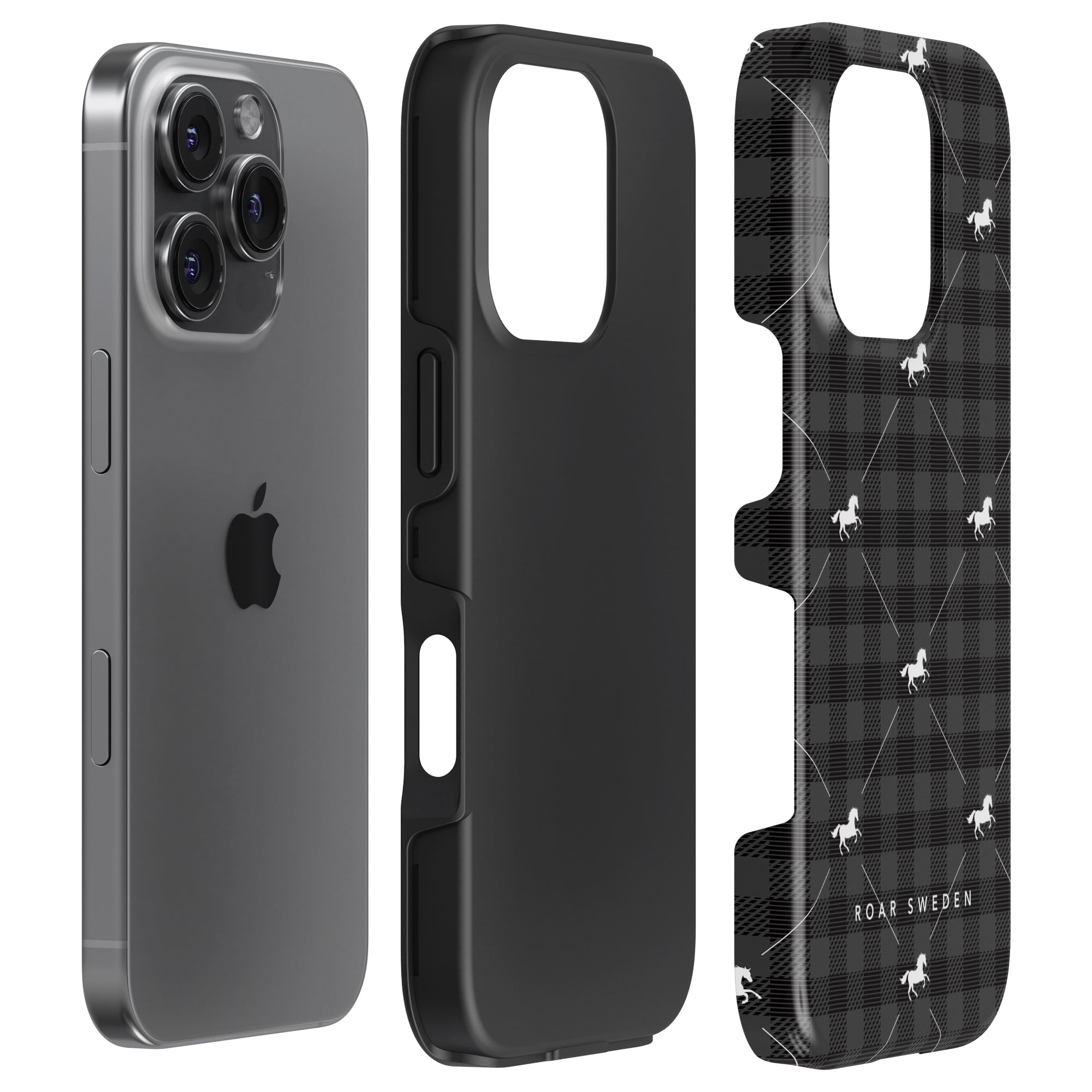 Plaid Horse Black - Tough Case - Roar Sweden