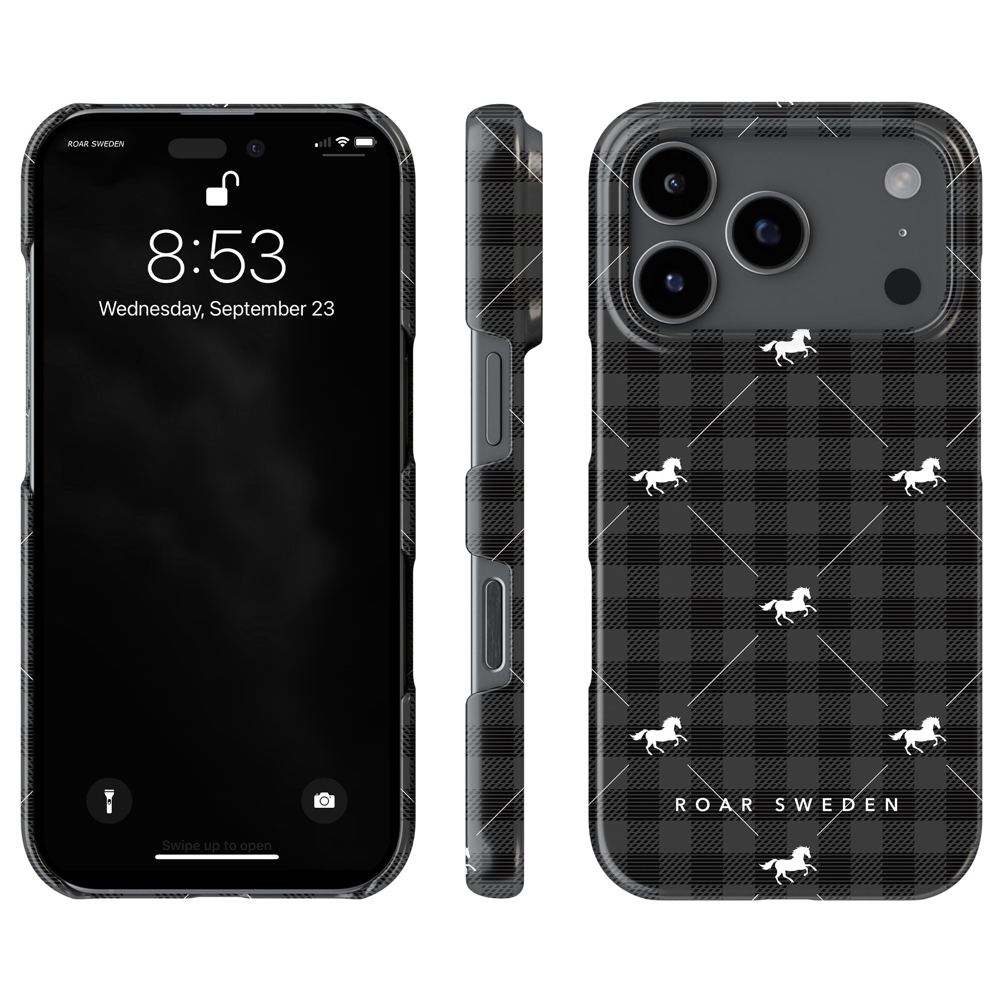 Plaid Horse Slim mobilskal – Plaid Horse Black
