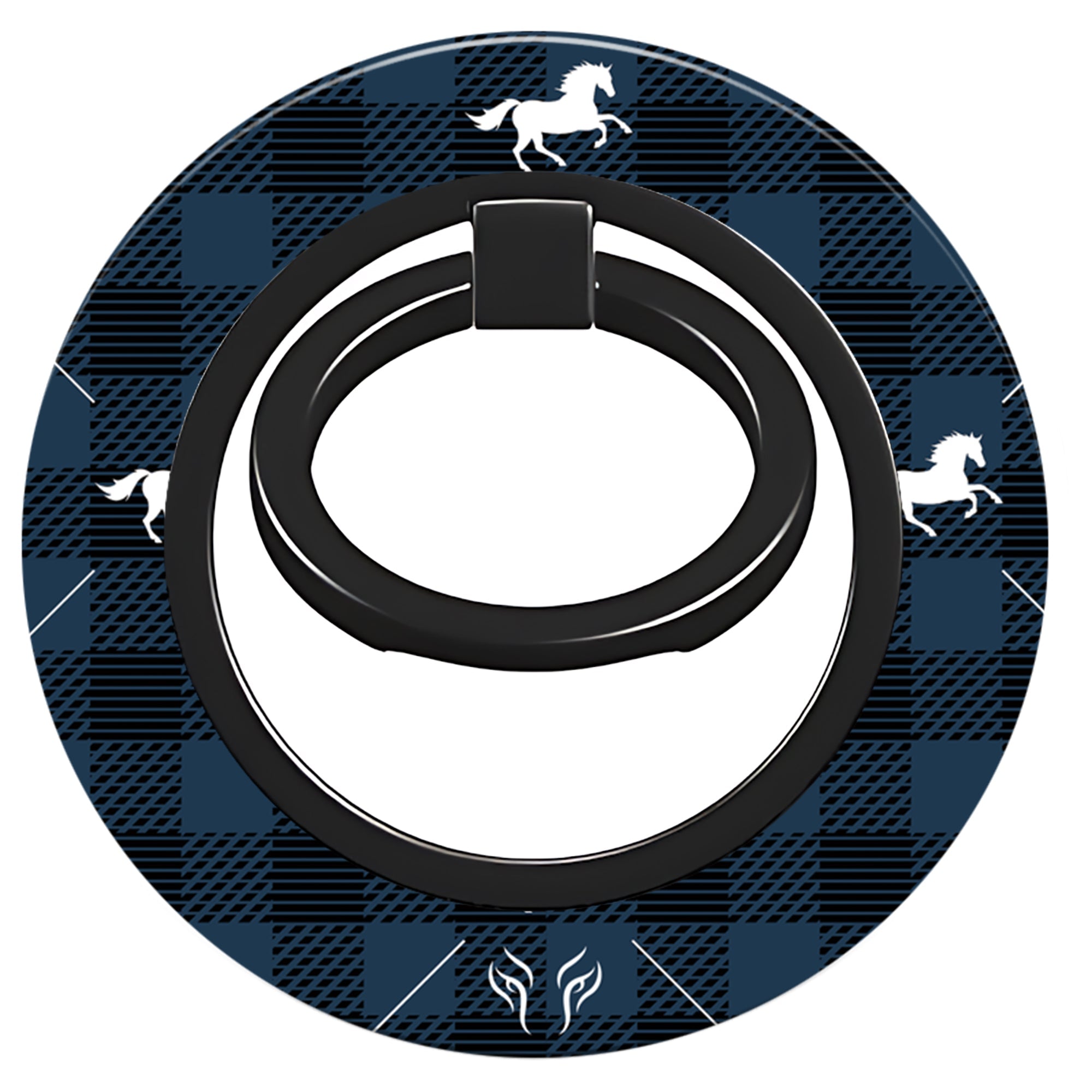 Plaid Horse Blue - Magnetring – magnetring för mobil
