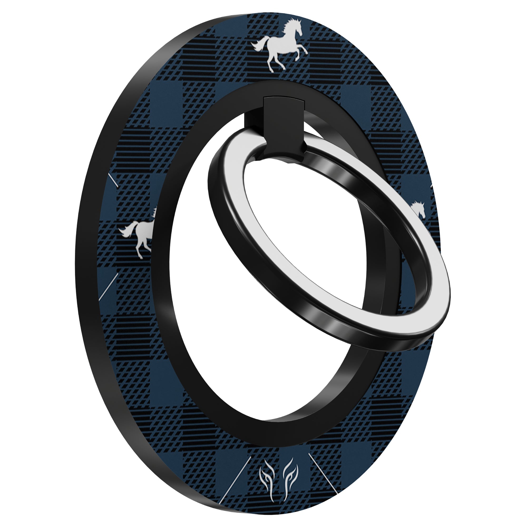 Plaid Horse Blue - Magnetring – magnetring för mobil