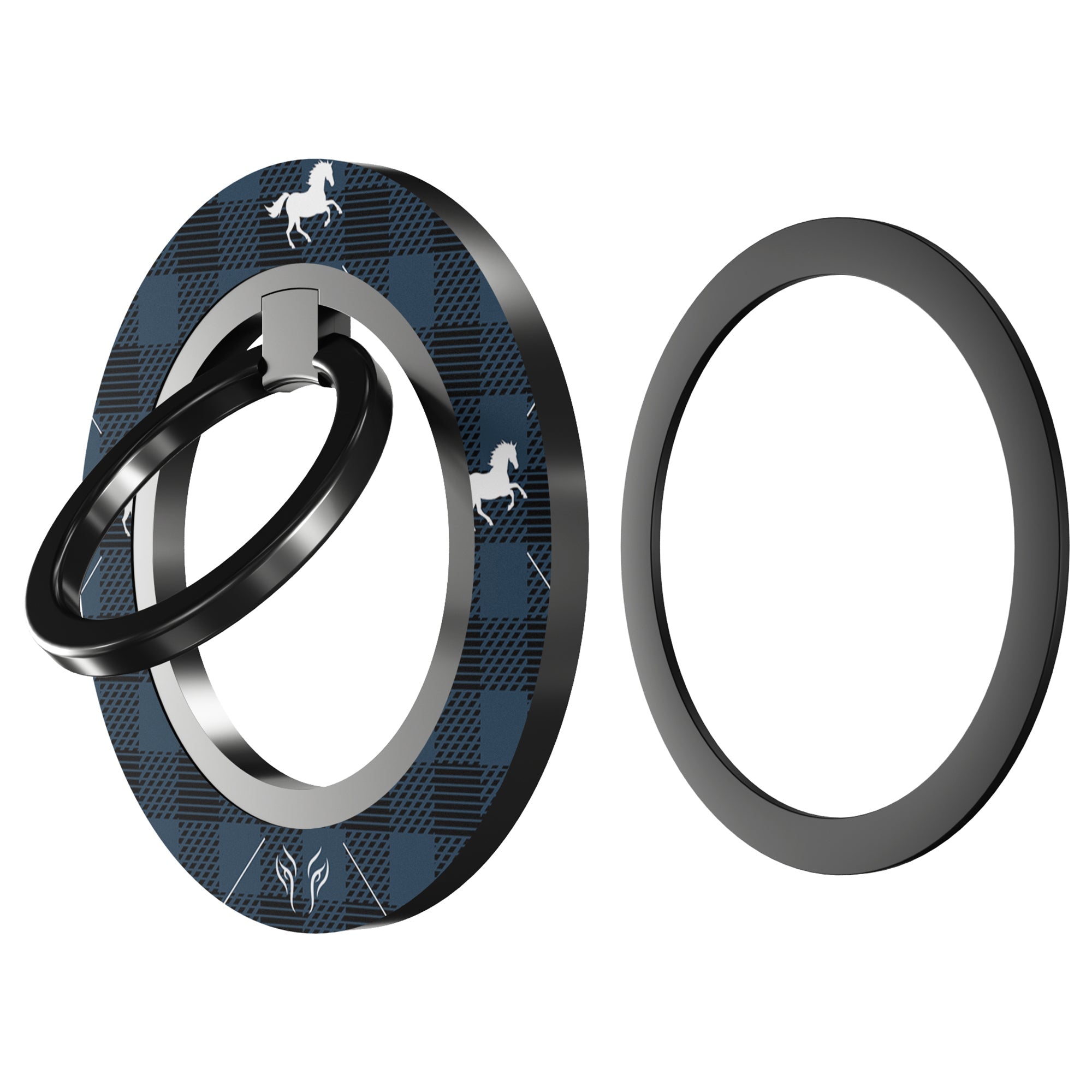 Plaid Horse Blue - Magnetring – magnetring för mobil