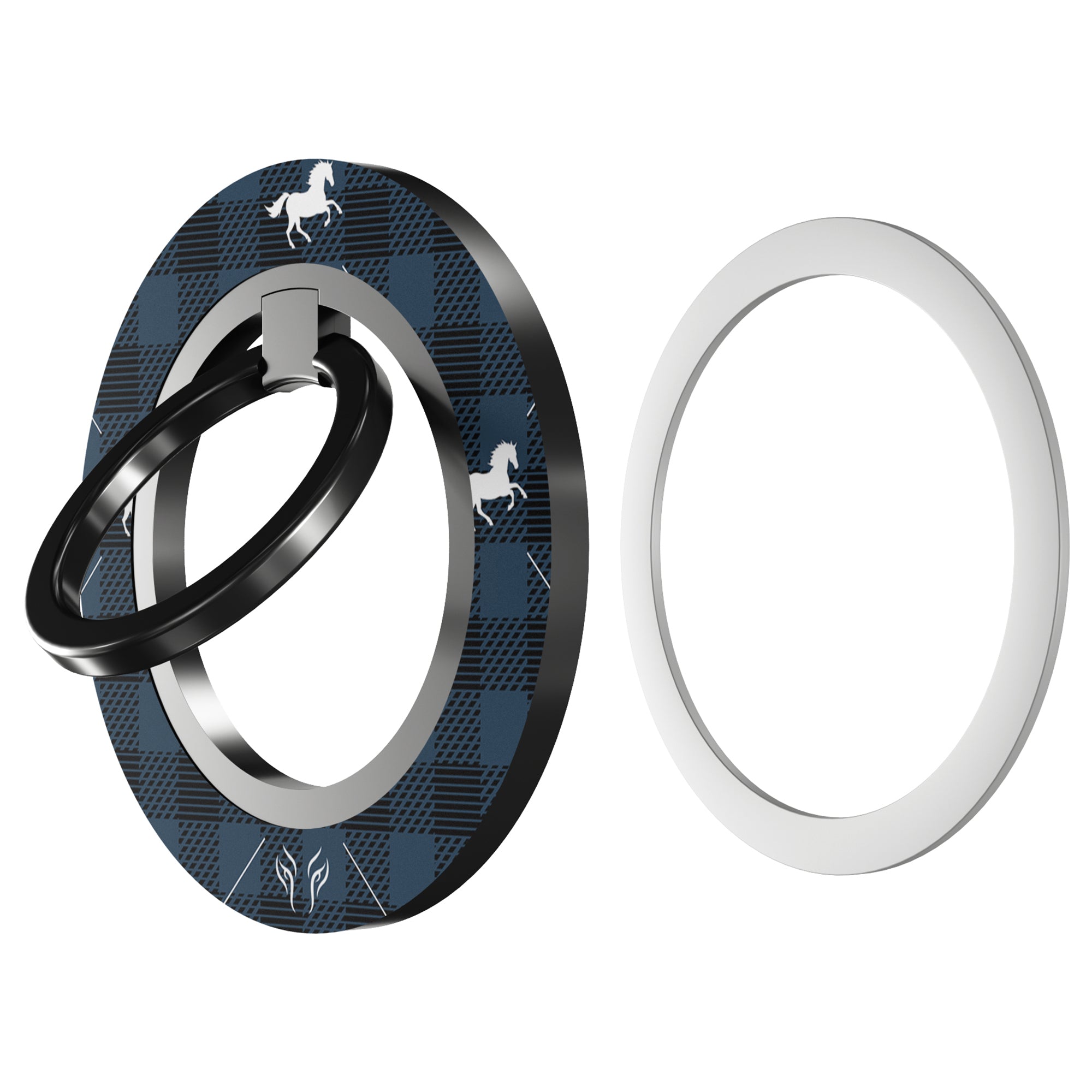 Plaid Horse Blue - Magnetring – magnetring för mobil