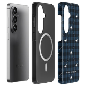 Plaid Horse Blue - Magnetic Tough Phone Case