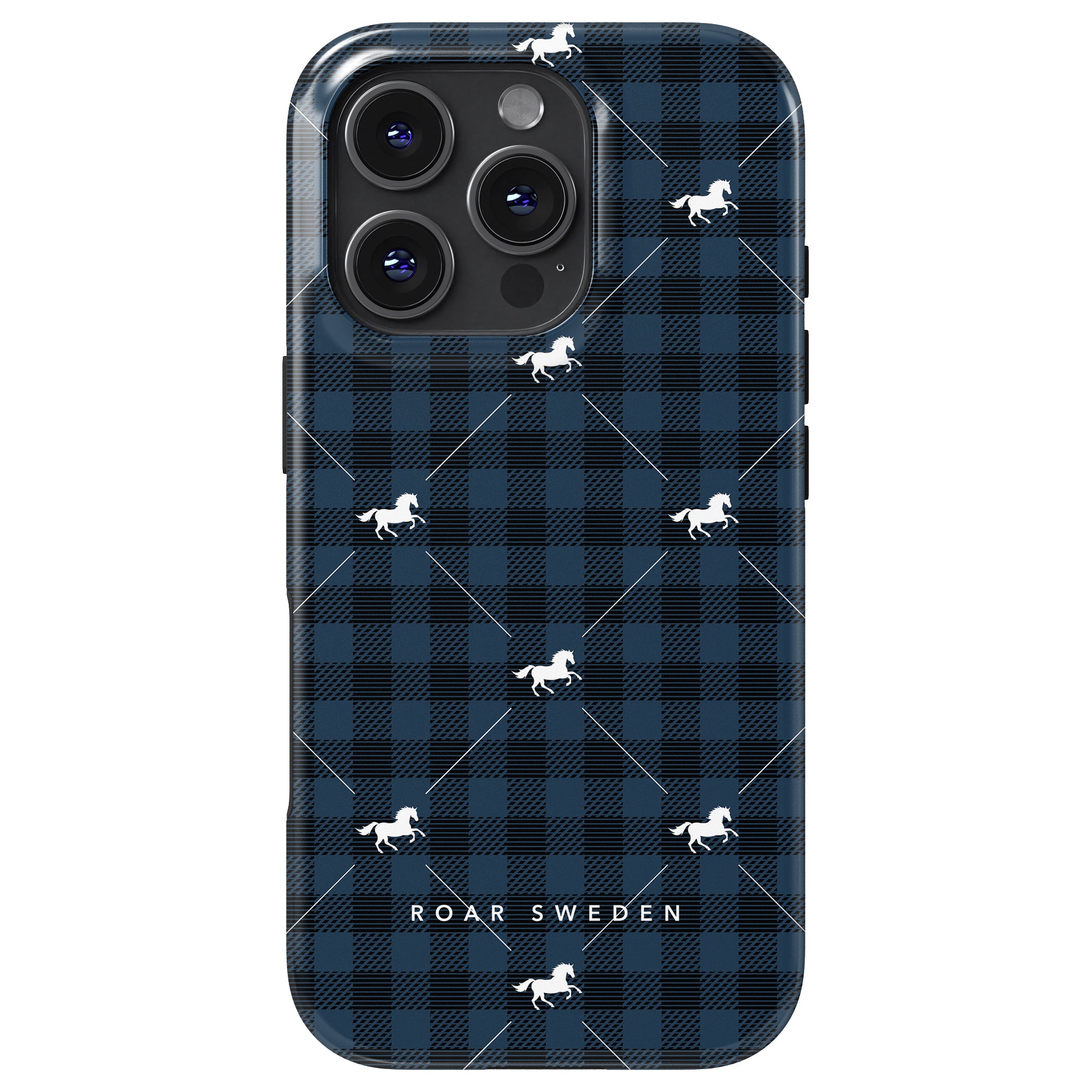 Plaid Horse Blue - Magsafe Tough Case - Roar Sweden