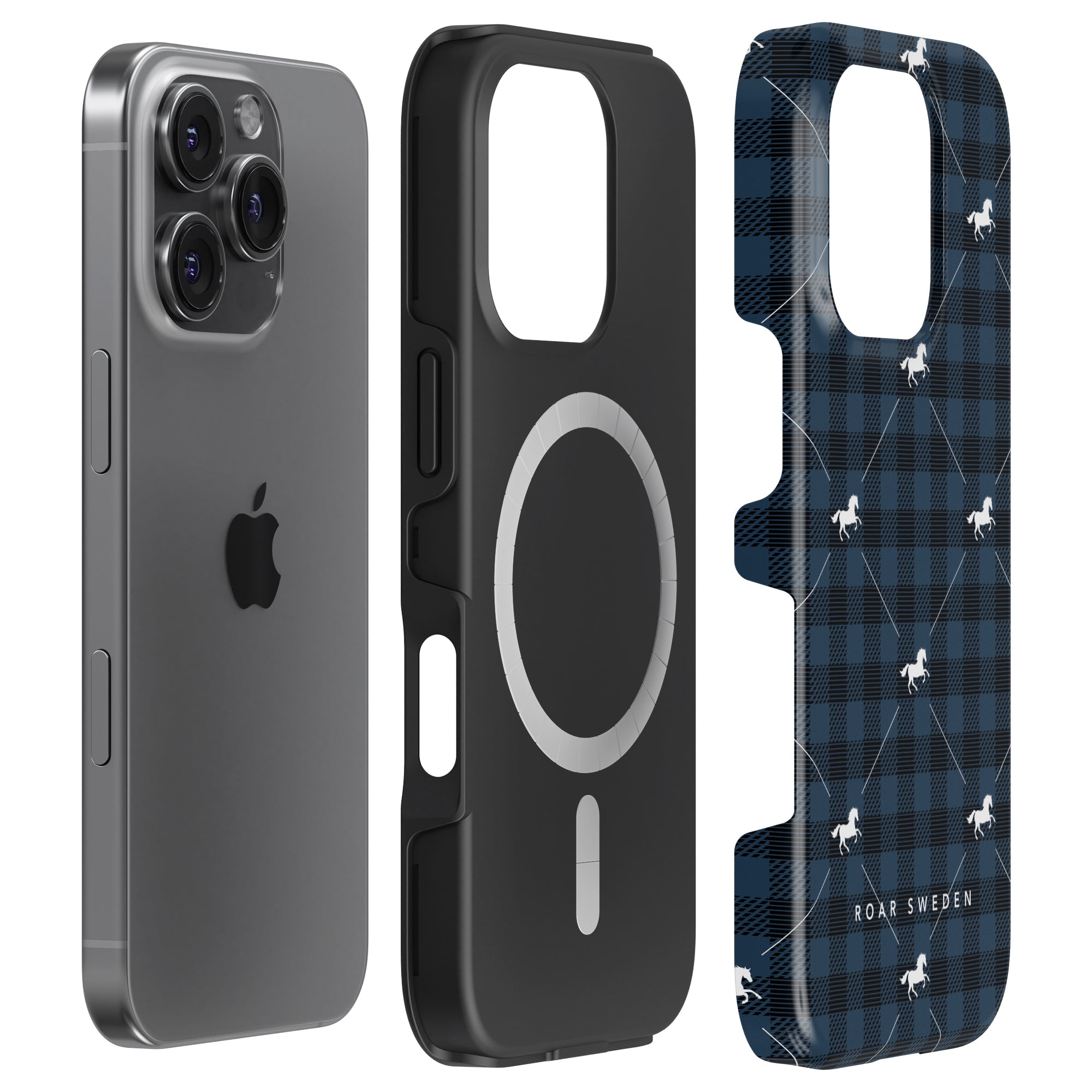 Plaid Horse Blue - Magsafe Tough Case - Roar Sweden