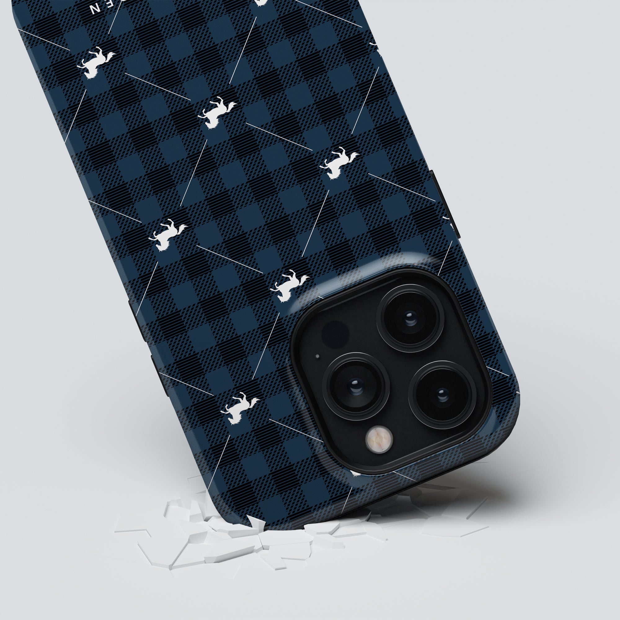 Plaid Horse Blue - Magsafe Tough Case - Roar Sweden