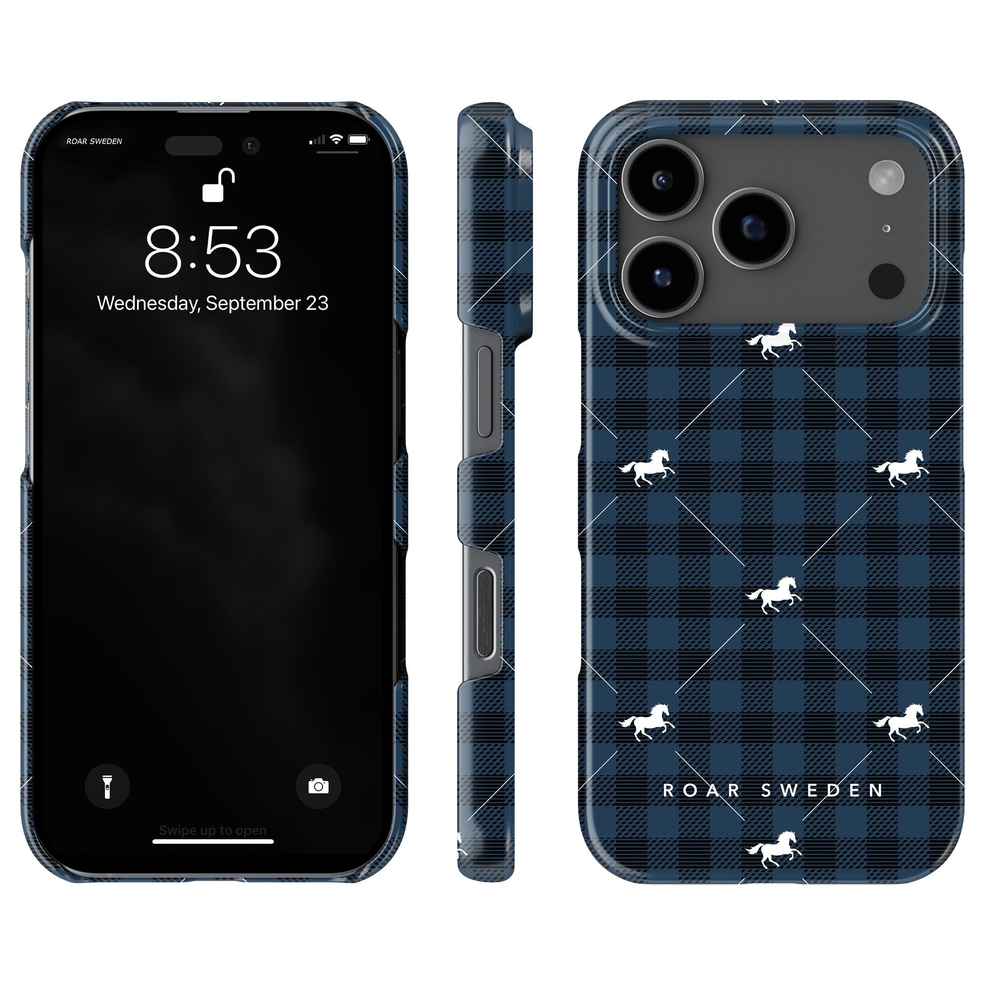Plaid Horse Slim mobilskal – Plaid Horse Blue