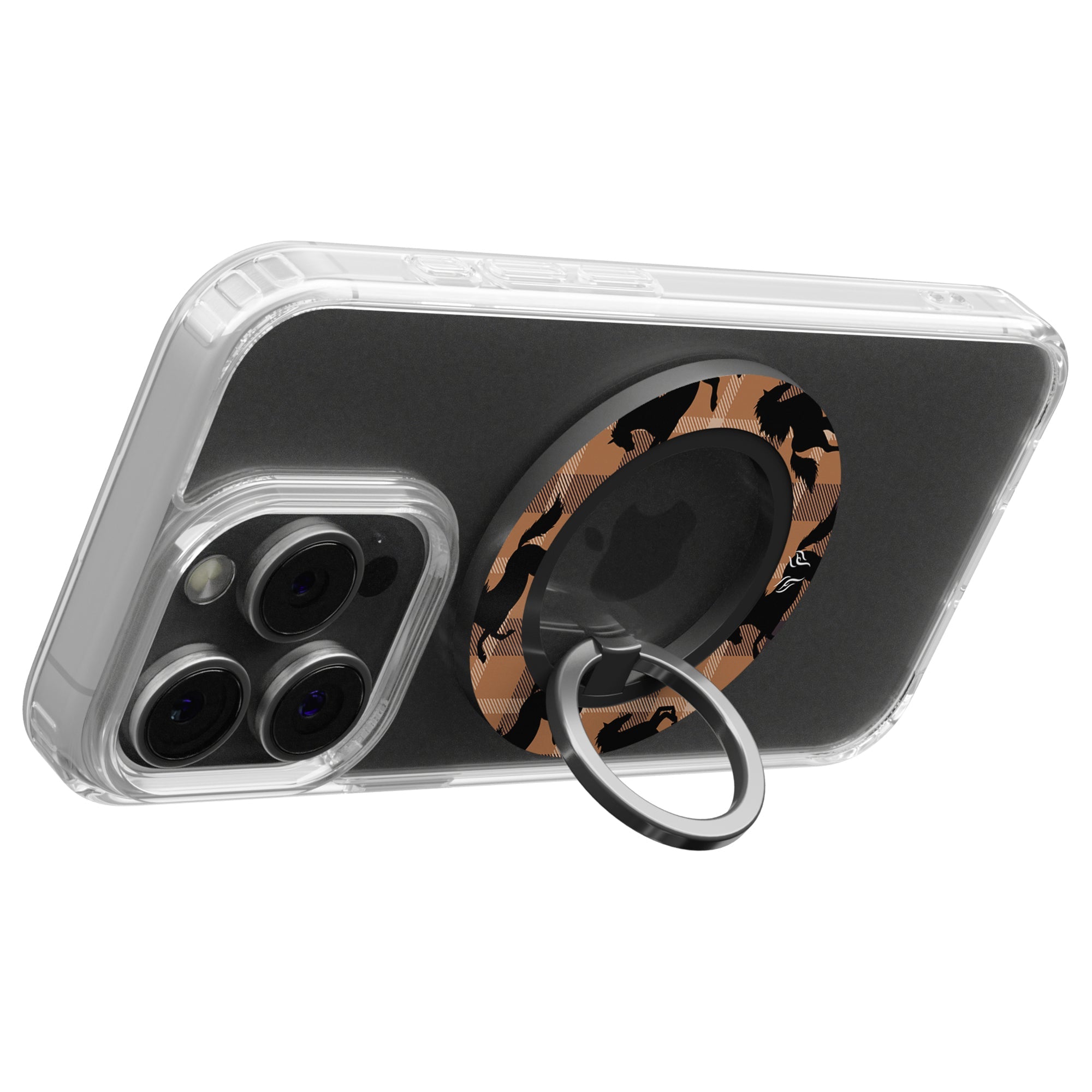 Plaid Horse Brown - Magnetring – magnetring för mobil