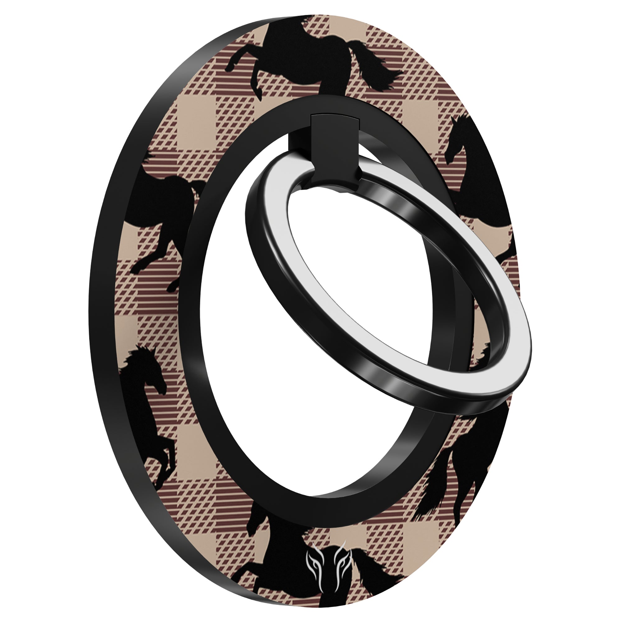 Plaid Horse Light Brown - Magnetring – magnetring för mobil