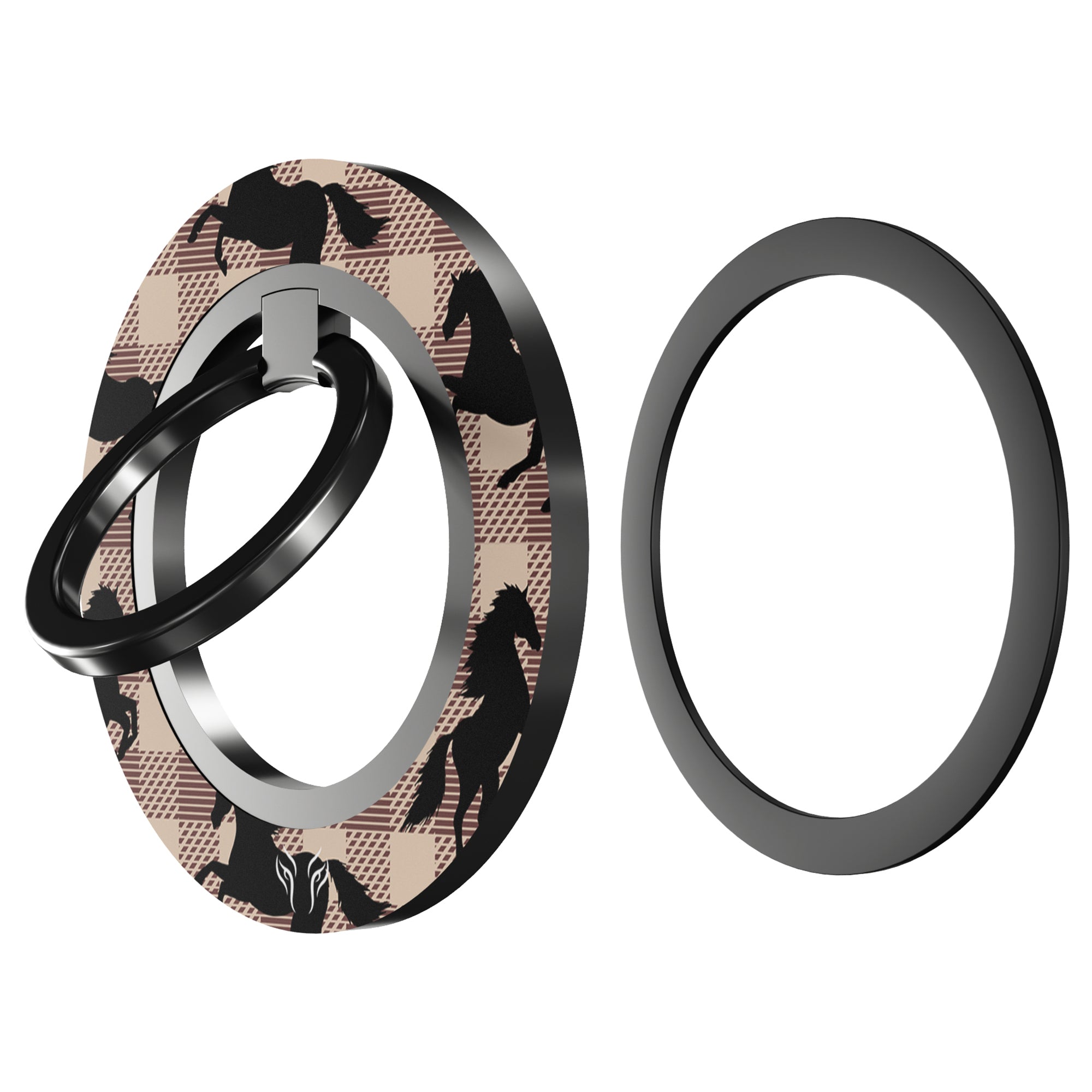 Plaid Horse Light Brown - Magnetring – magnetring för mobil