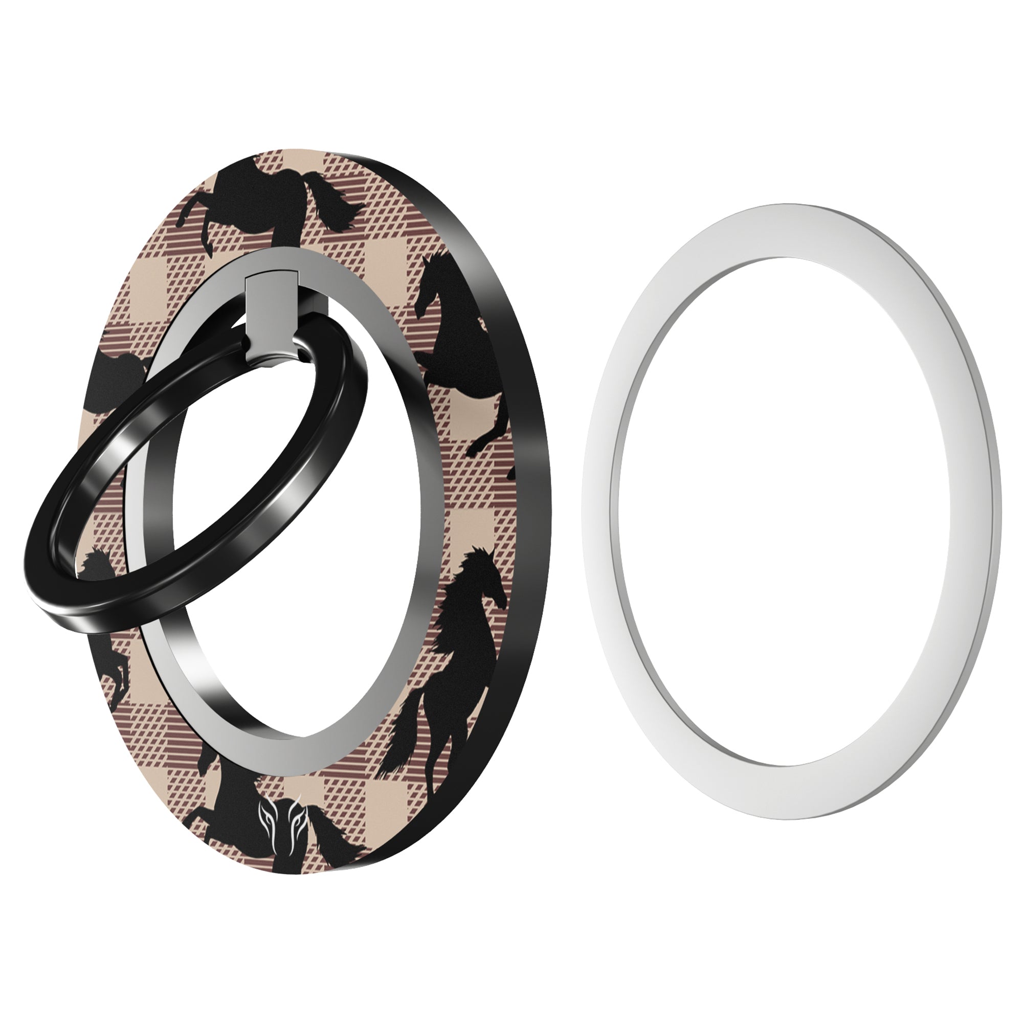 Plaid Horse Light Brown - Magnetring – magnetring för mobil