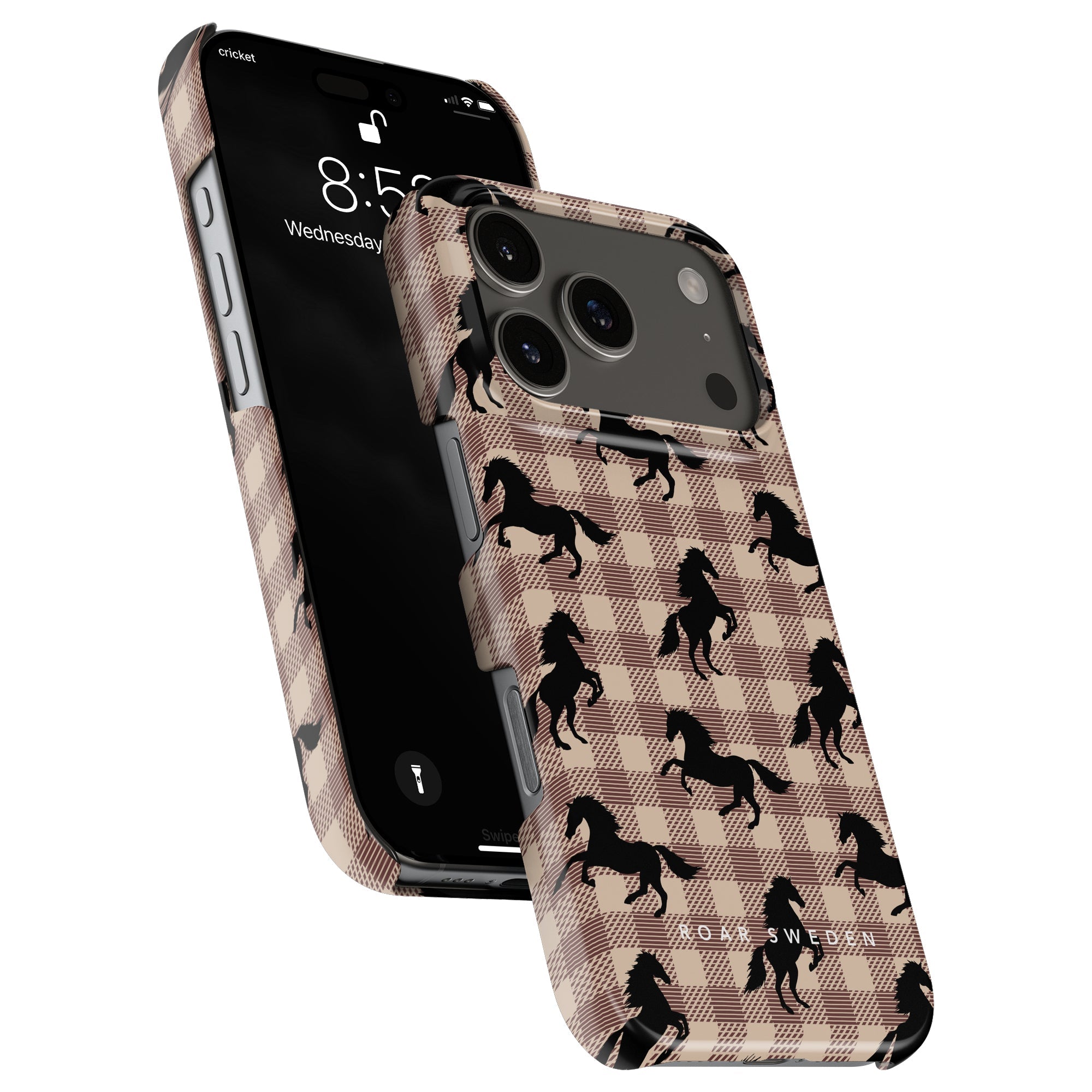 Plaid Horse Slim mobilskal – Plaid Horse Light Brown