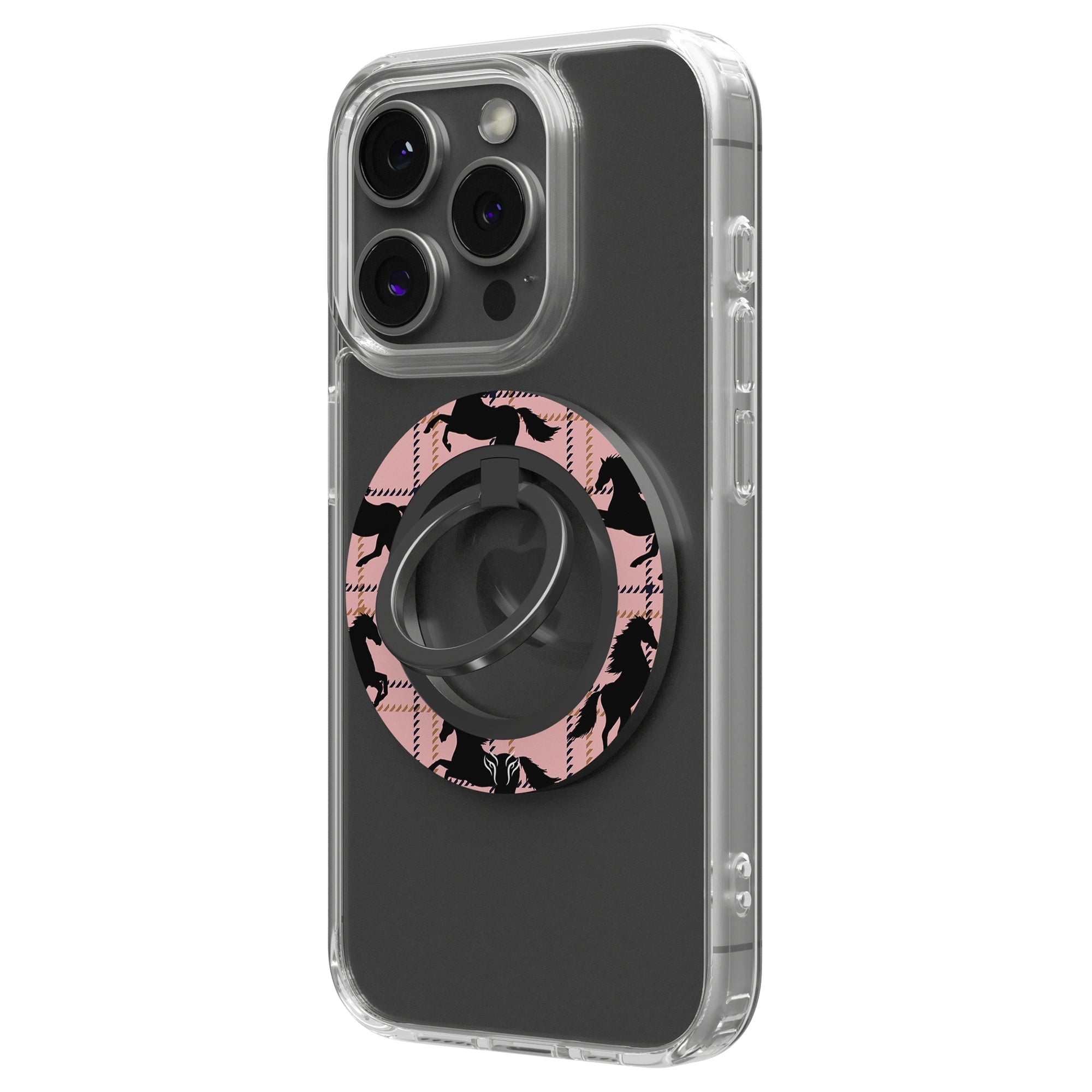 Plaid Horse Pink - Magnetring – magnetring för mobil