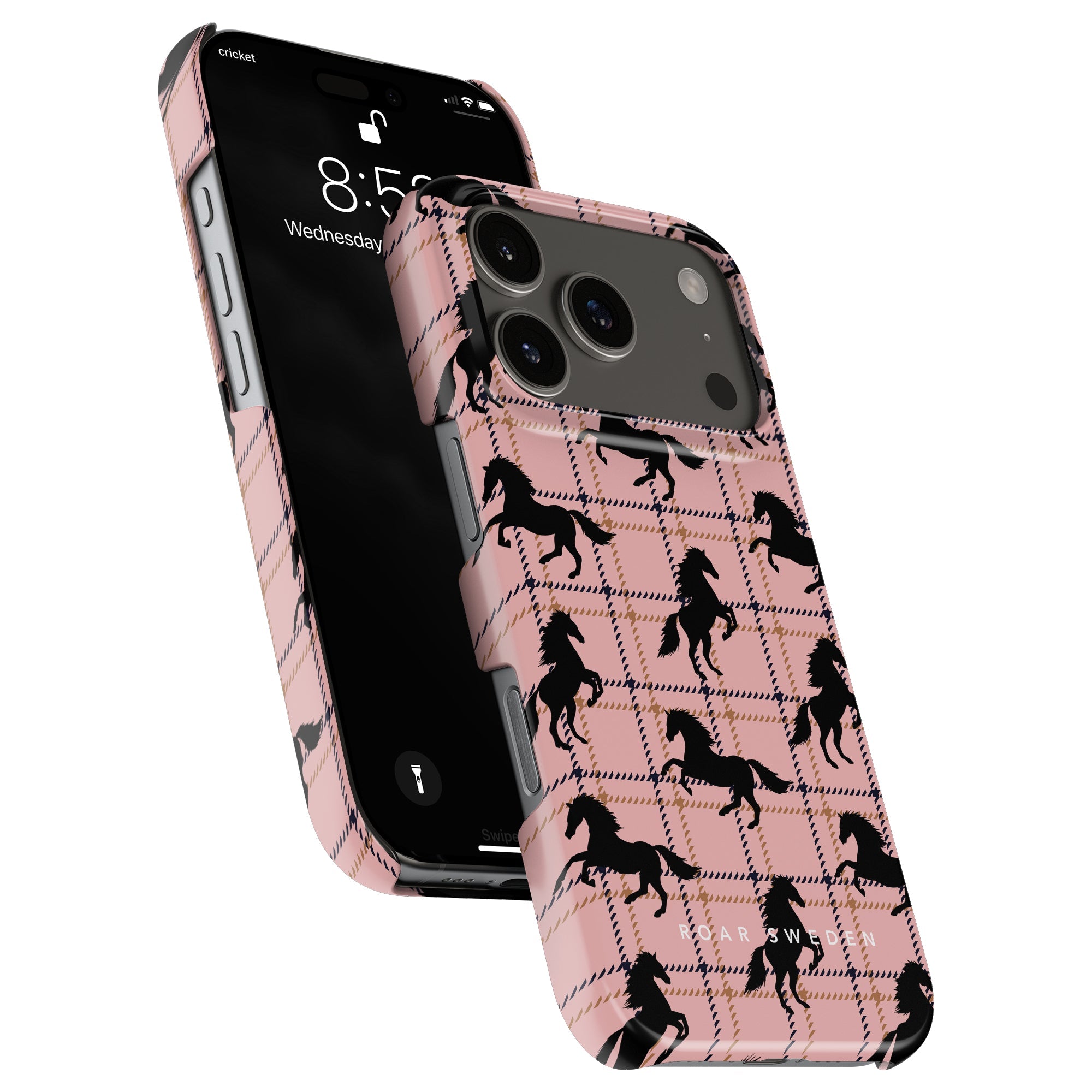 Plaid Horse Slim mobilskal – Plaid Horse Pink