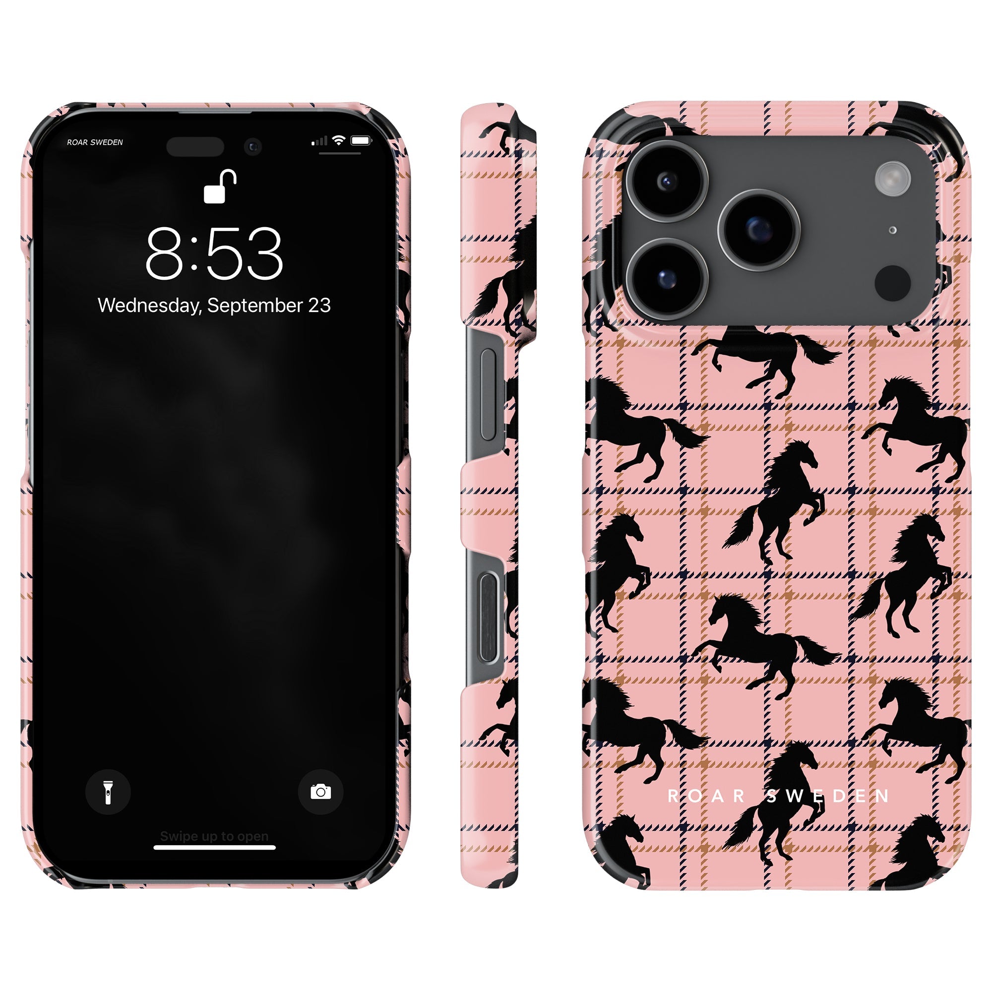 Plaid Horse Slim mobilskal – Plaid Horse Pink