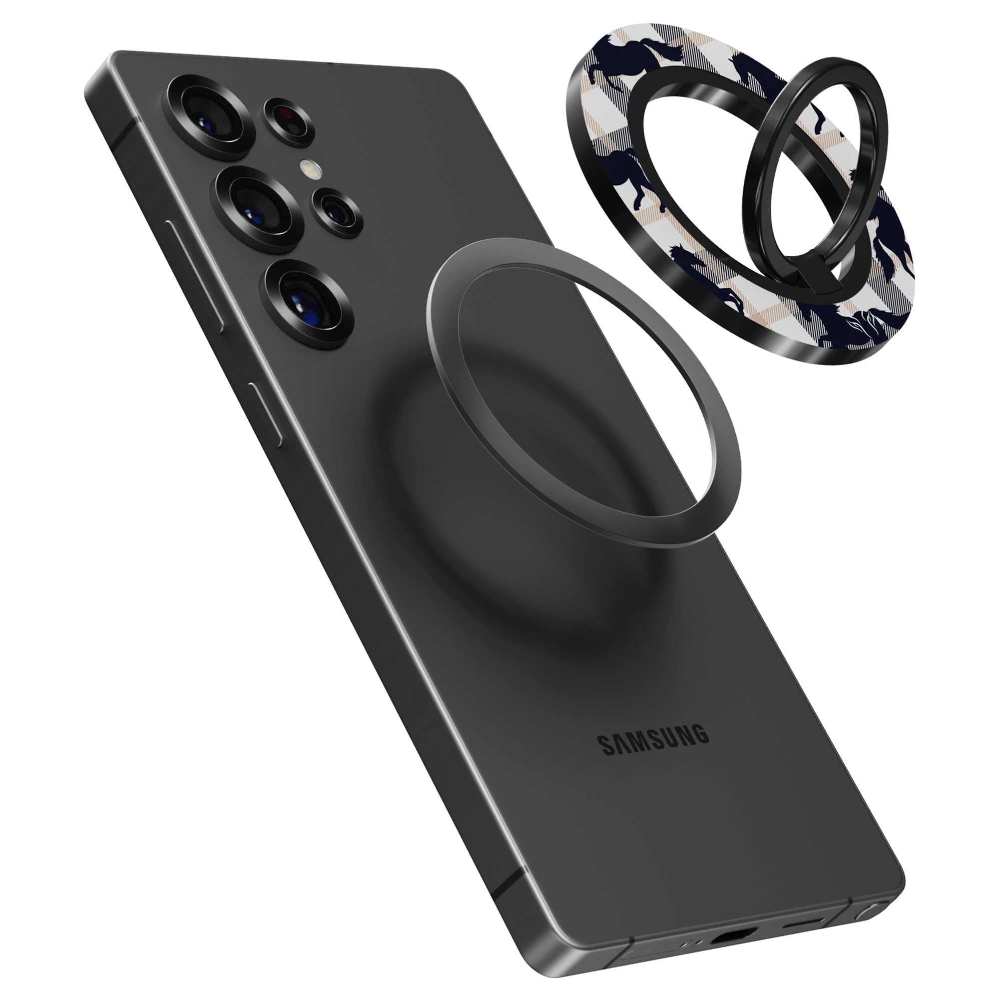 Plaid Horse White - Magnetring – magnetring för mobil