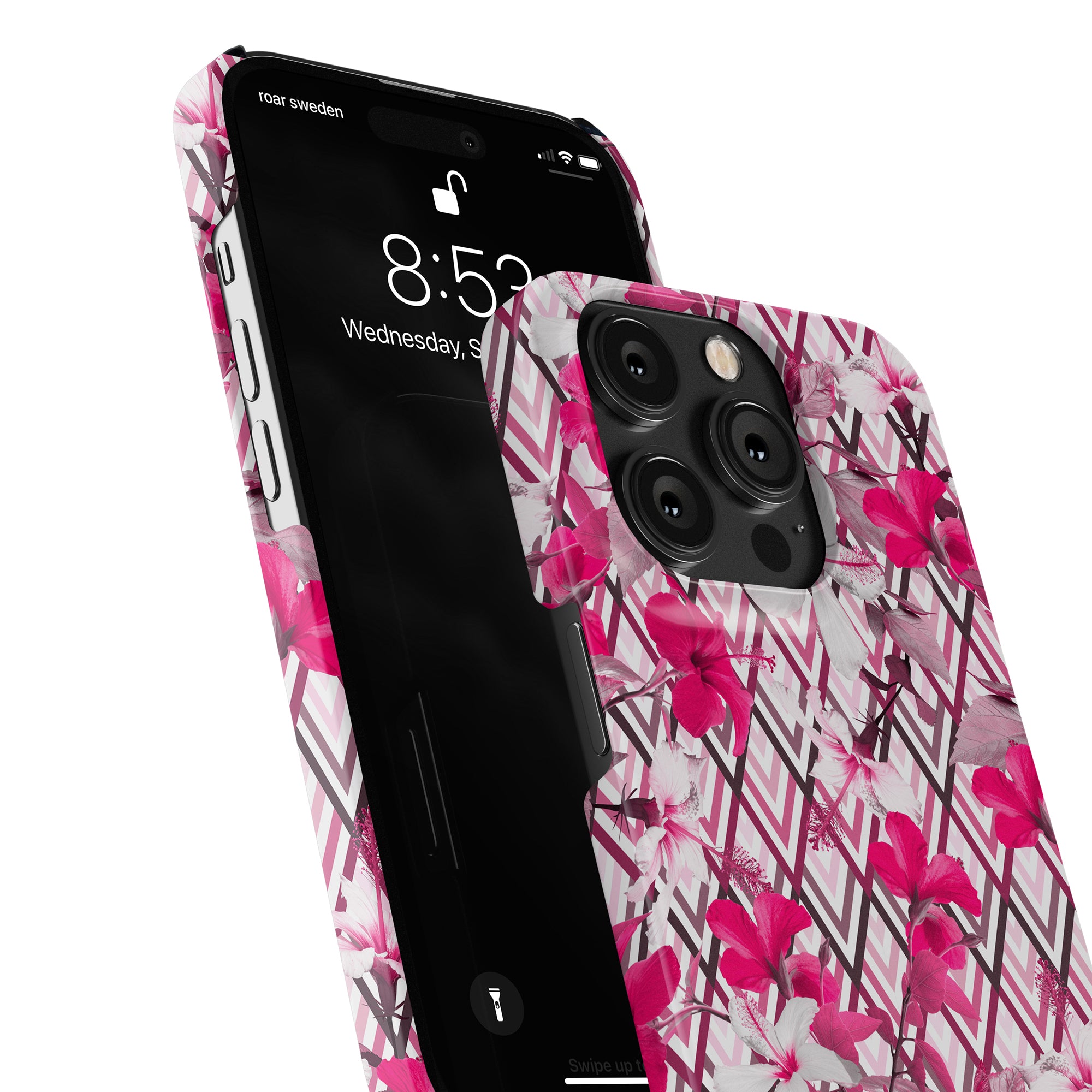 Ett Rhombus - Tunt fodral med rosa blommönster för iPhone 11 pro.