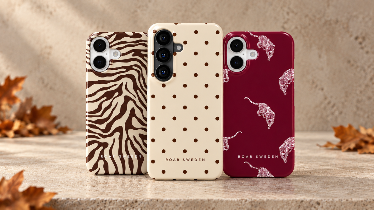 Roar Sweden AUTUMN – tre mobilskal i kollektionens mönster för iPhone och Samsung
