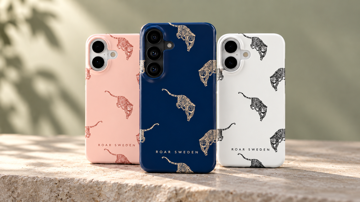 Roar Sweden kitty – kollektionsbild med tre mobilskal