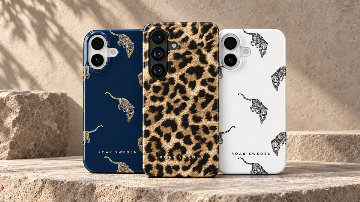 Roar Sweden LEOPARD – tre mobilskal i kollektionens mönster för iPhone och Samsung