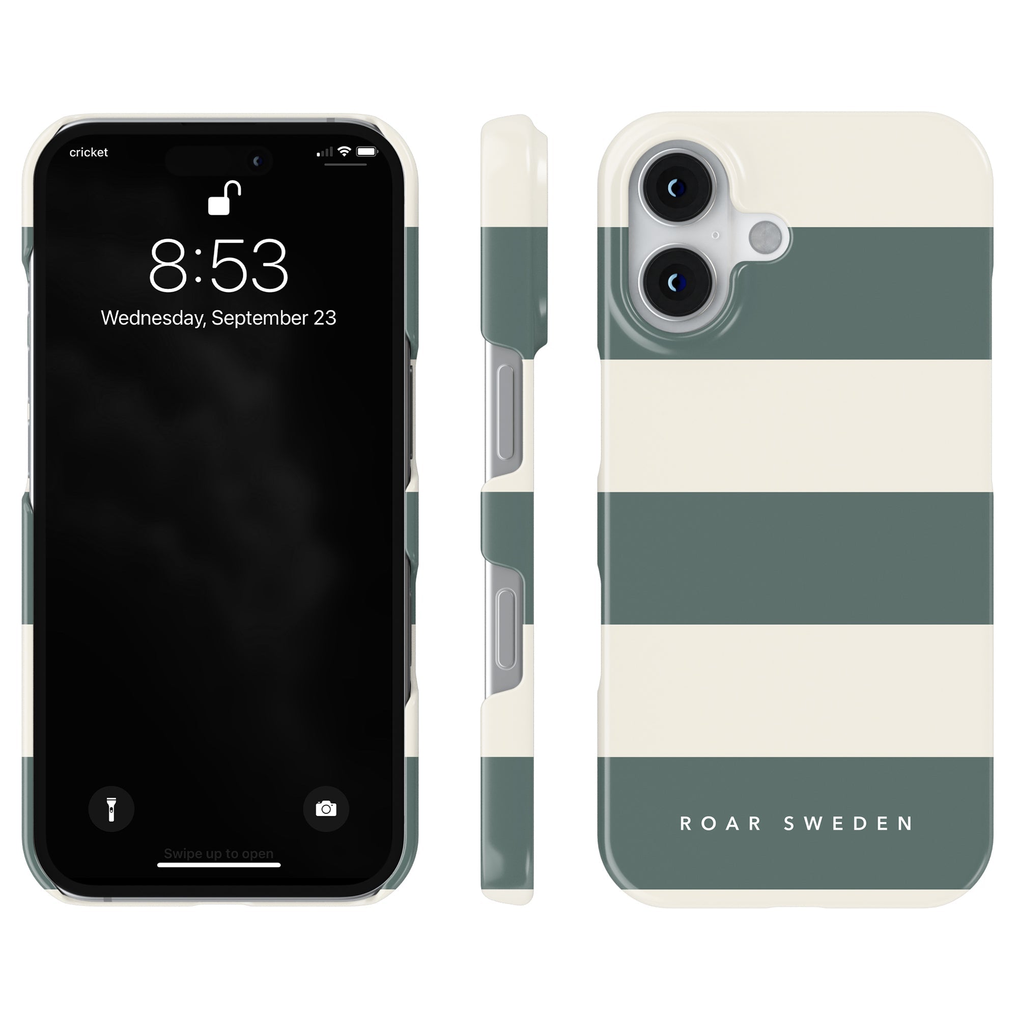Slim mobilskal – Sage Stripes
