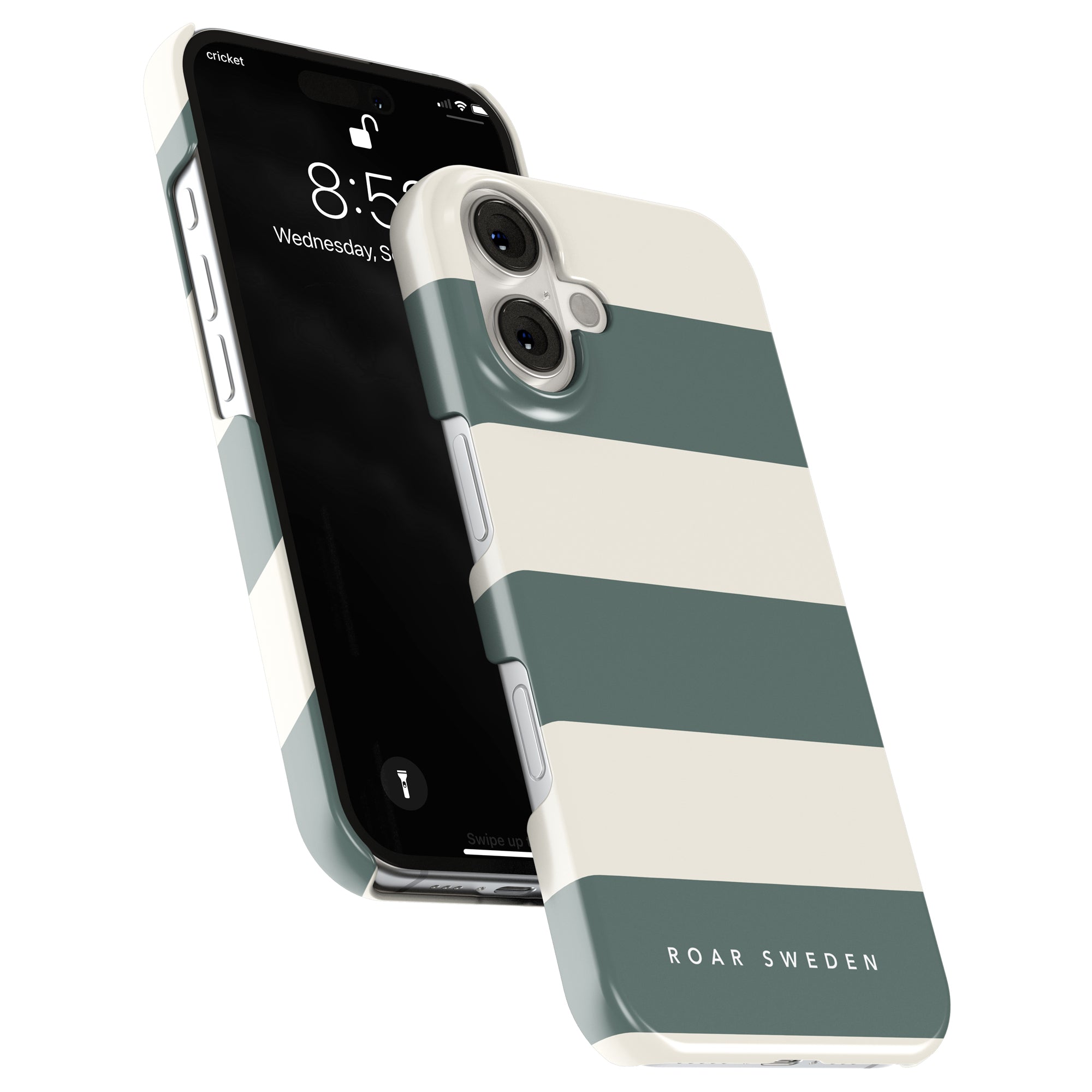Slim mobilskal – Sage Stripes