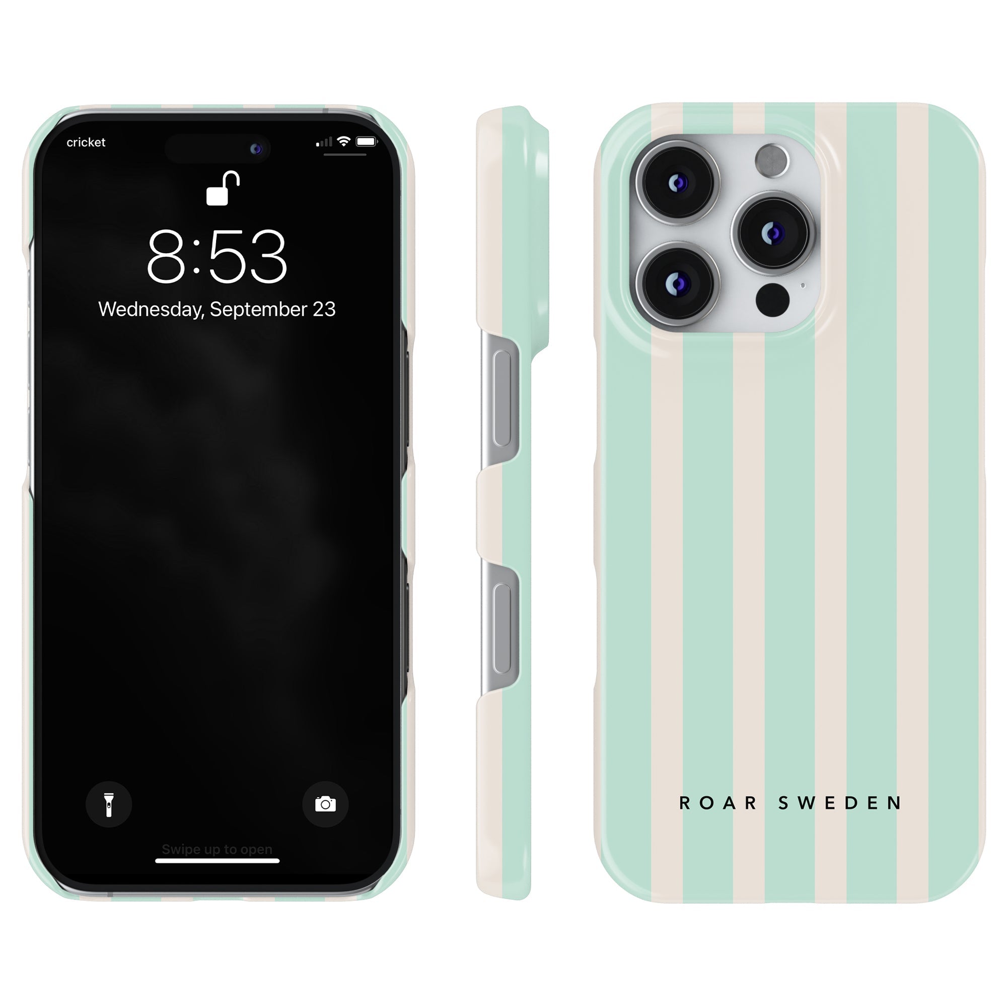 Slim mobilskal – Seafoam Stripes