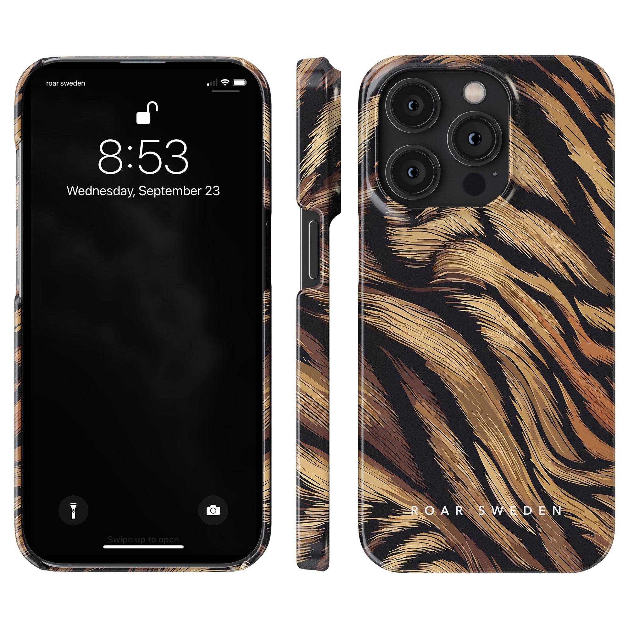 Detta tunna fodral, Tiger Fur - Slim fodral, är utsmyckat med ett fängslande tigertryck, perfekt för din iPhone 11 Pro. Med den unika Roar Sweden-designen kombinerar den utan ansträngning vild elegans med trendig stil. Omfamning