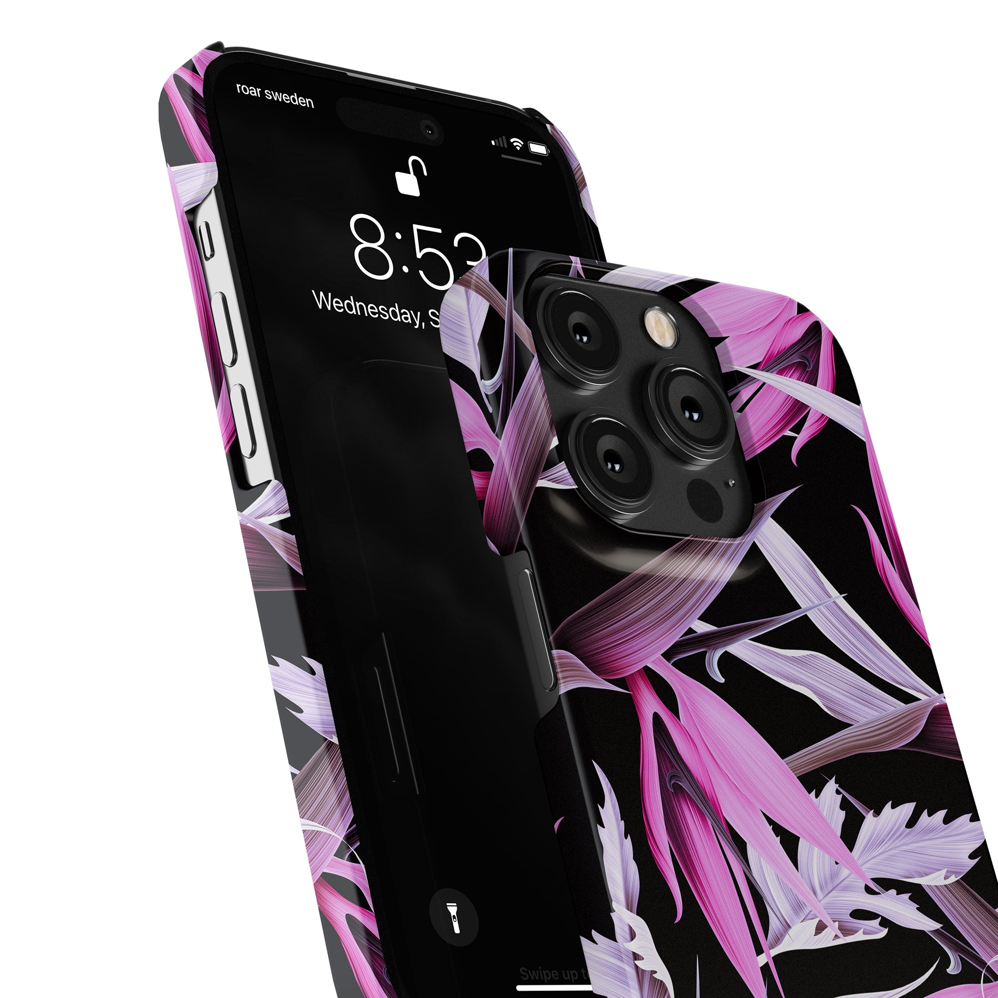 Lyft din iPhone 11 Pro med den förtrollande skönheten i ett Tropical Night - Slim fodral. Den här magiska oasen för din telefon har en fängslande blandning av rosa och svart